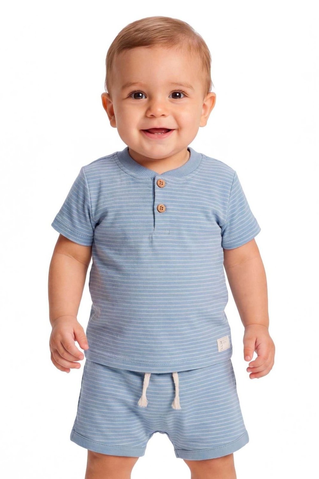 Infantil - Conjunto Menino Molecotton Listrado Colorittá Azul