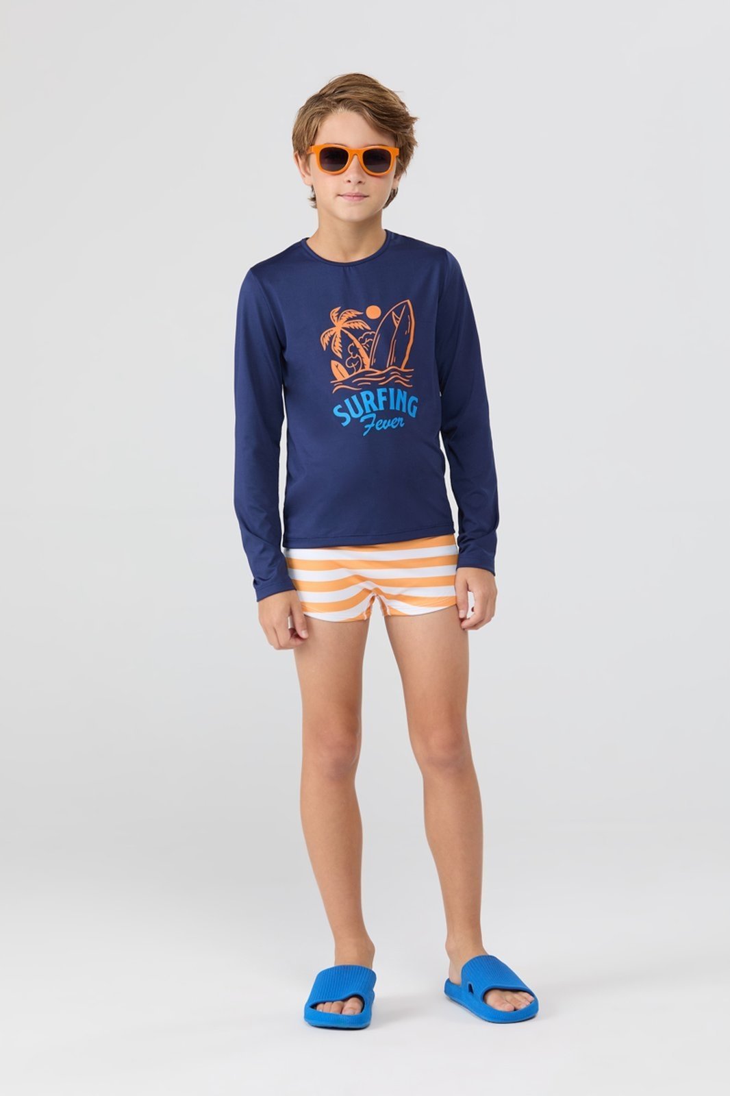 Conjunto Praia Masculino UV50+ Surf Listrado