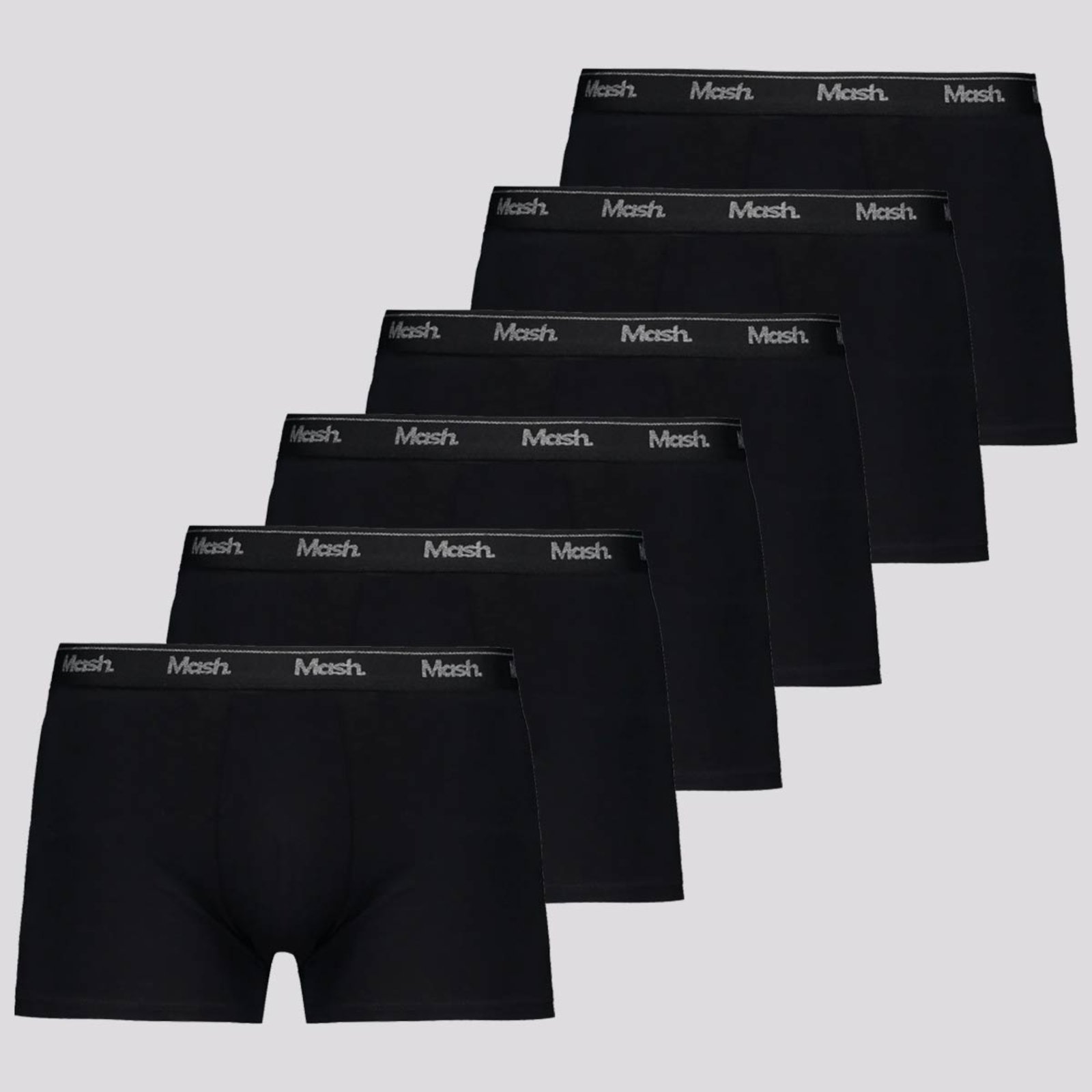 Kit 6 Cuecas Boxer Preta Mash Cotton