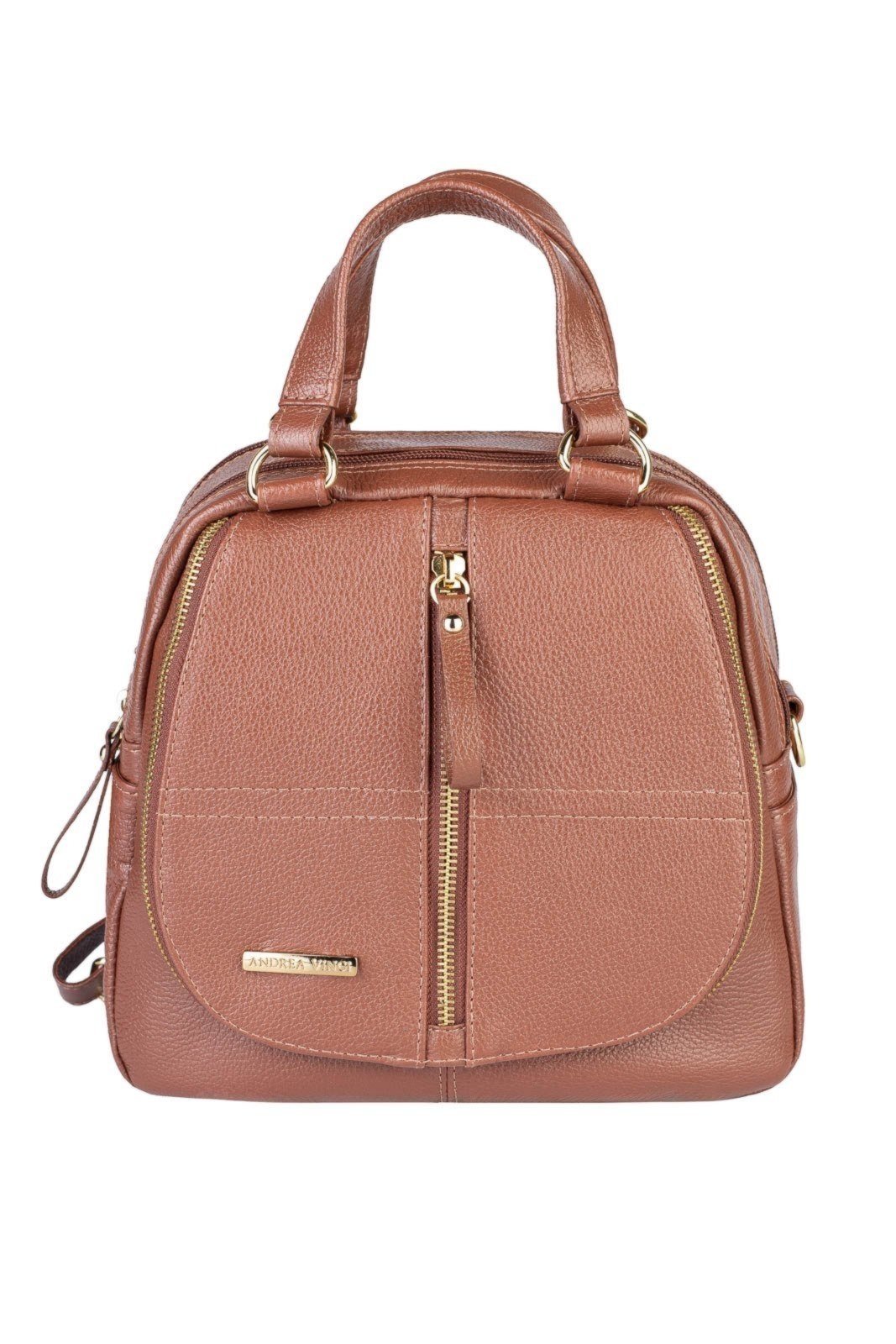 Bolsa Andrea Vinci mochila de couro liso 3 em 1 Marina – Whisky