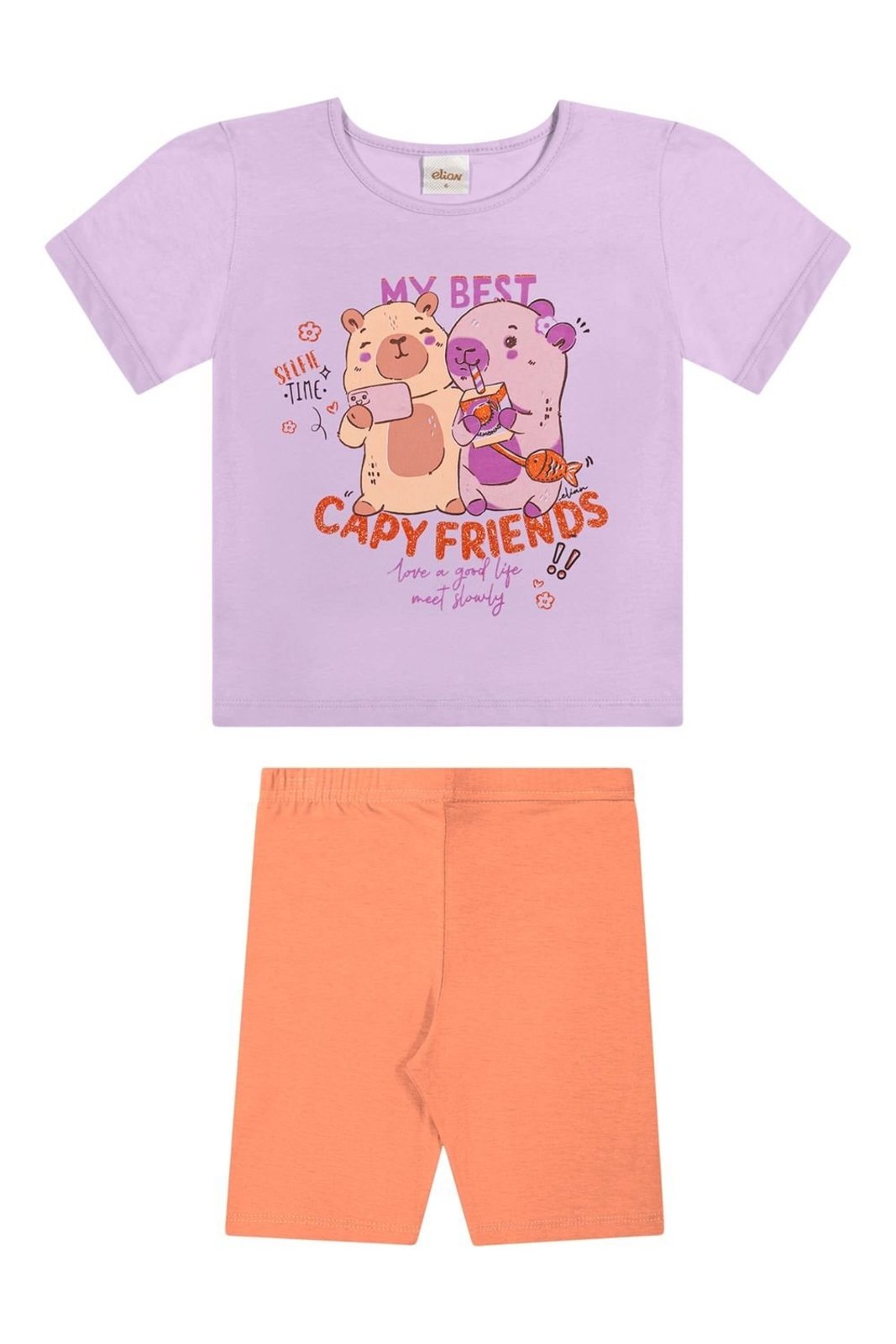 Infantil - Conjunto Curto Menina Confortável Elian Lilás