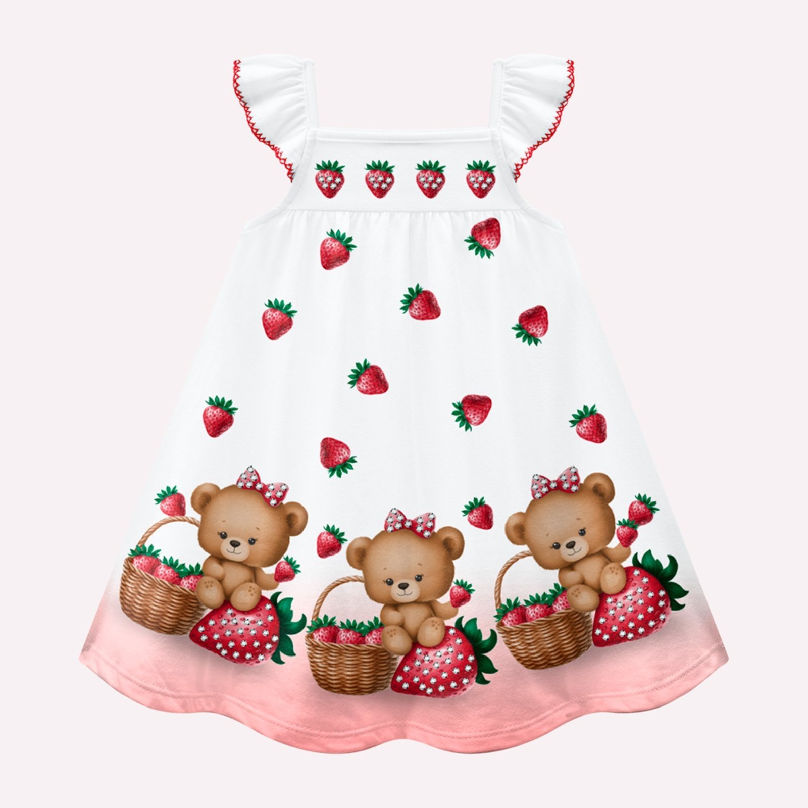 Vista 3 Infantil - Vestido Menina Morangos Kyly rosa Kyly rosa