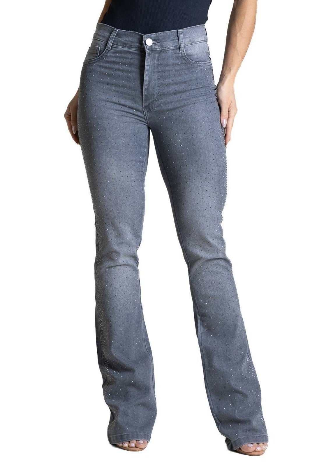 Calça jeans Sawary Boot Cut Brilho - 284001 - Cinza - Sawary