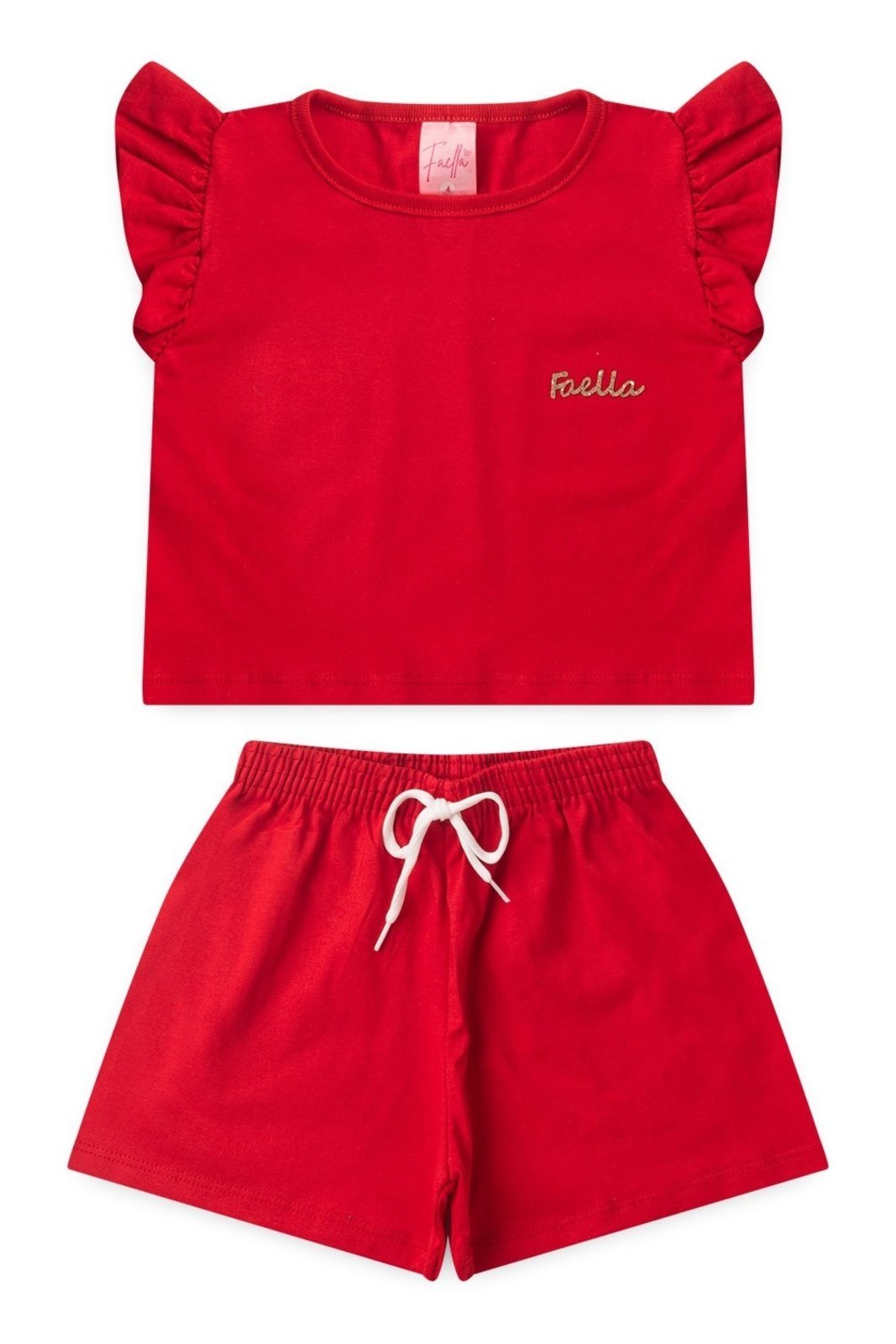 Vista 2 Infantil - Conjunto Cropped Verão Feminino Faella Vermelho - Mega Mega Kids unico Mega Kids unico