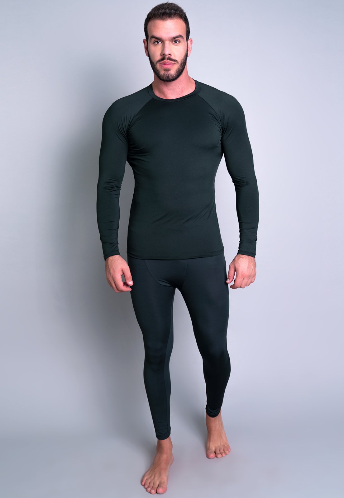 Conjunto Térmico MVB Modas Masculina Segunda Pele Proteção Uv 50+ Preto