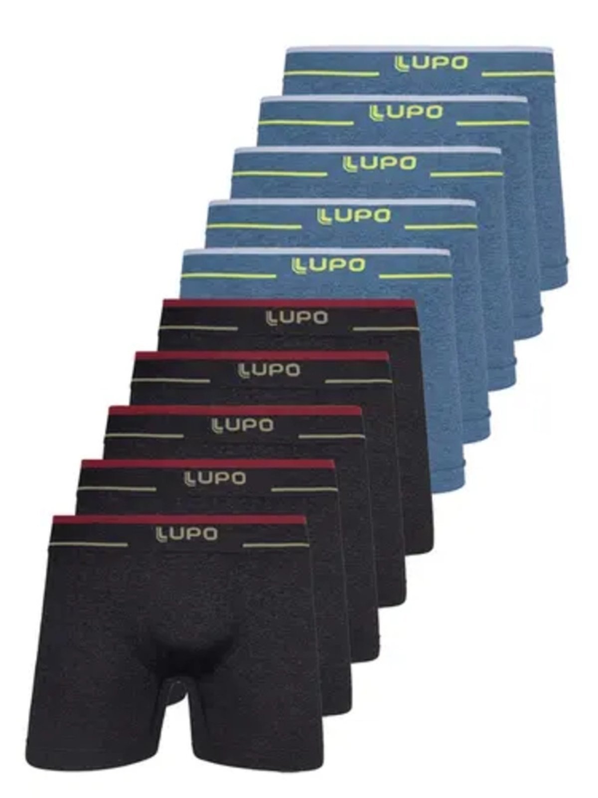 Kit com 10 Cuecas Boxer Lupo 17800-001 Plus Size Azul