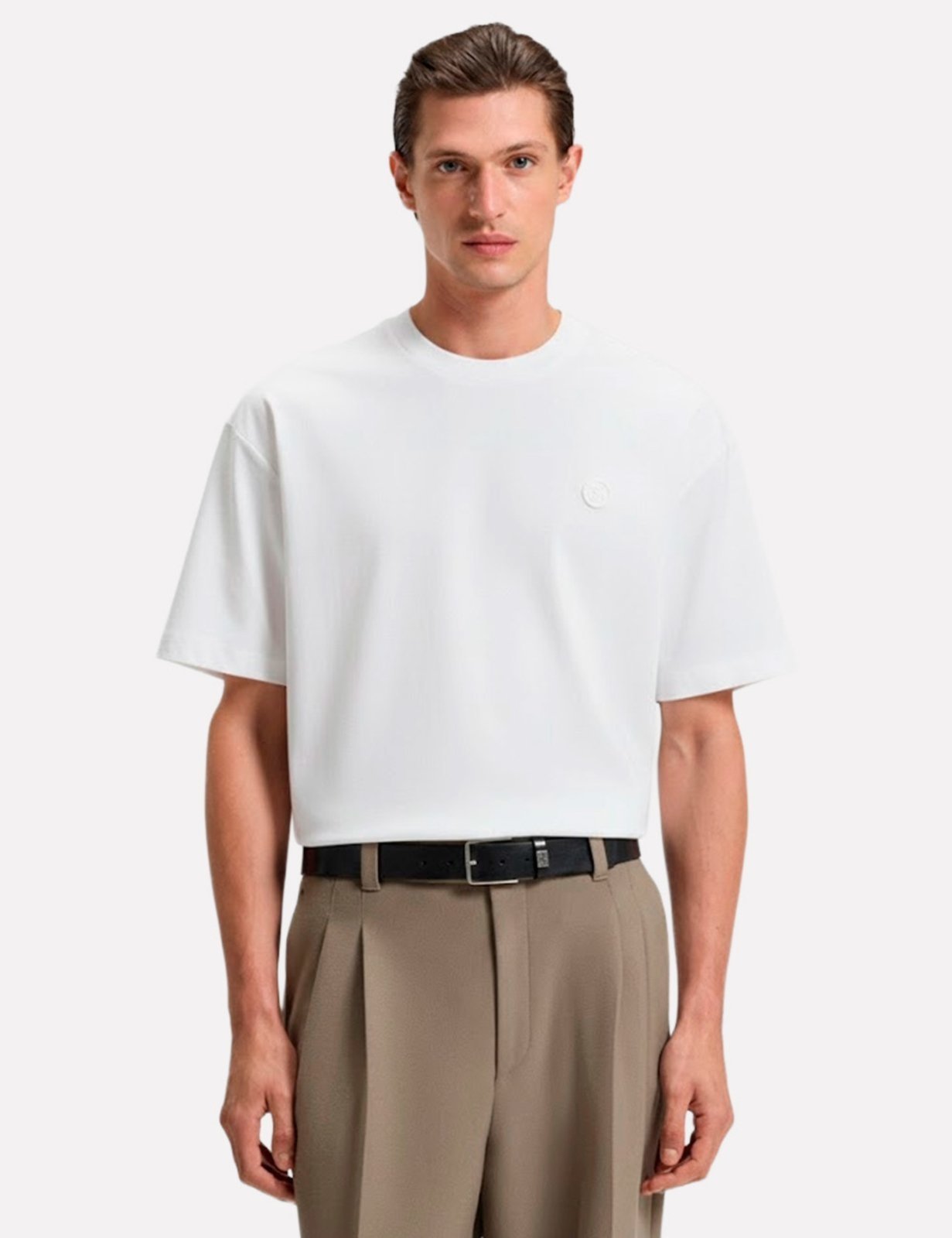 Camiseta Hugo Boss Masculina Relaxed Fit Mercerised C-Tames 118 Branca