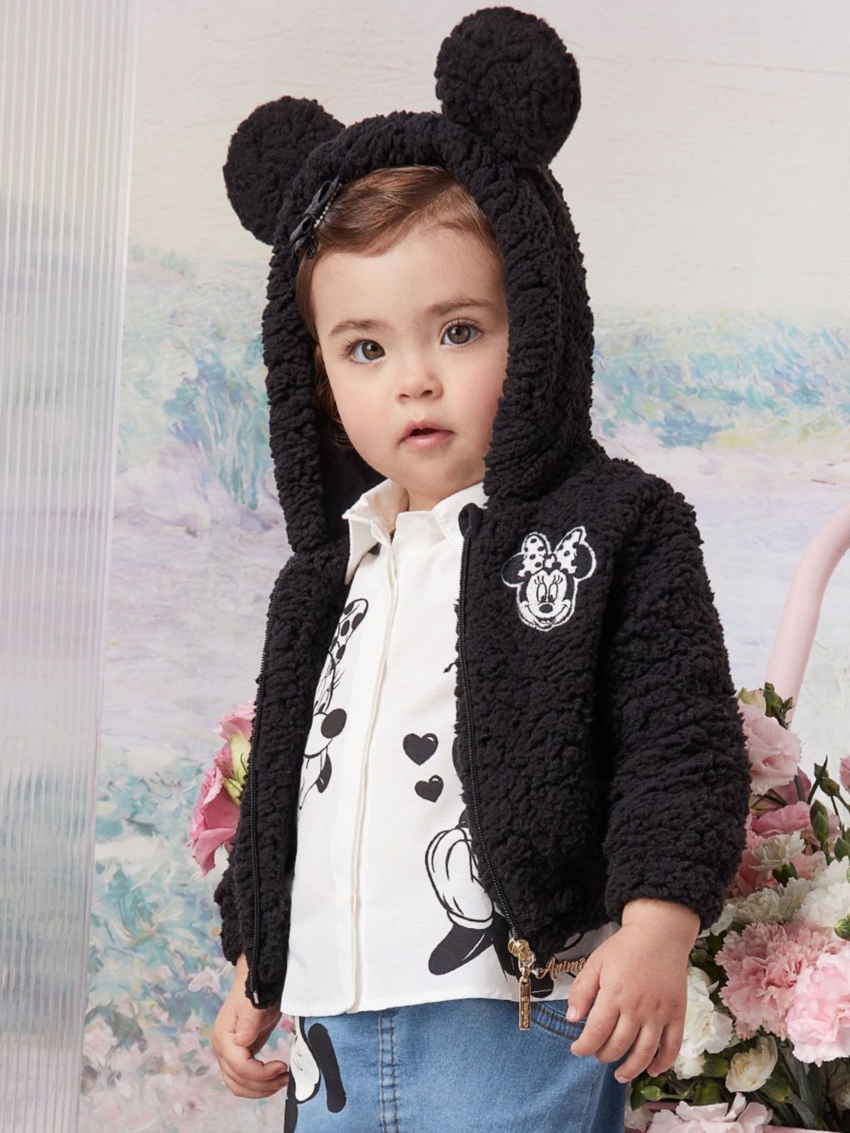 Infantil - Casaco Preto de Pelinho da Minnie Mouse