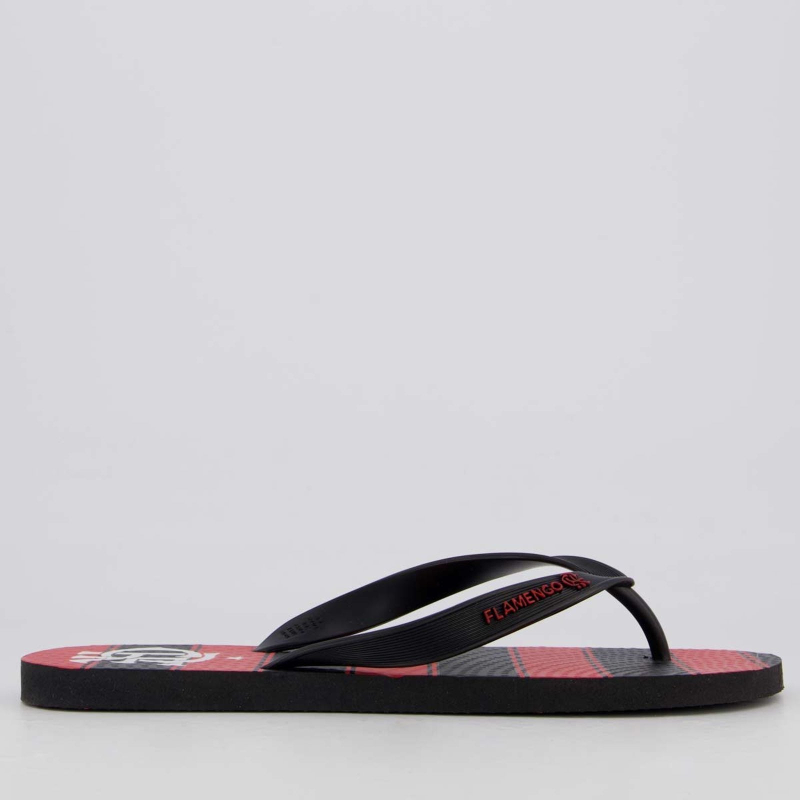 Vista 3 Chinelo Flamengo Manto I 2025 Preto e Neorubber vermelho Neorubber vermelho