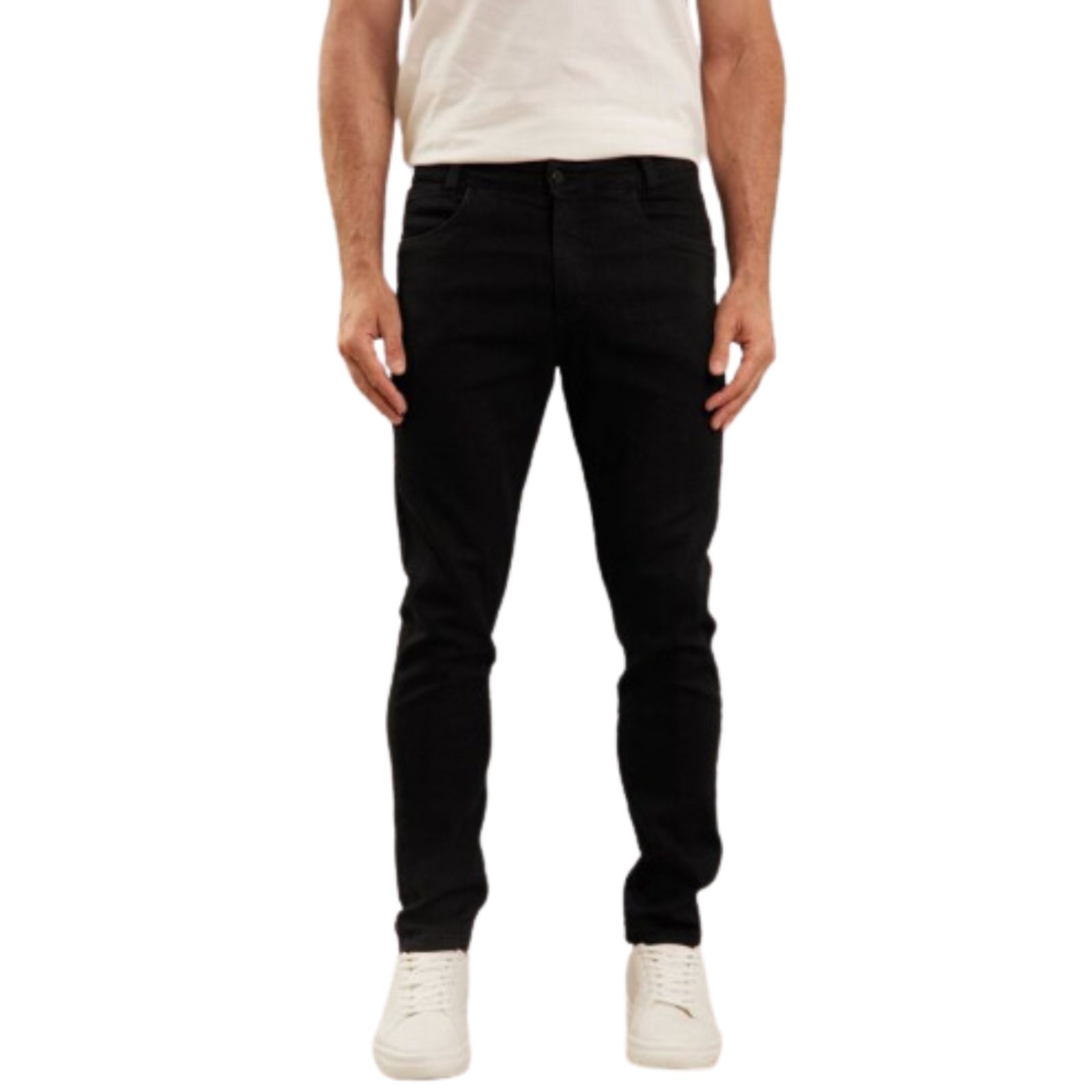 Vista 2 Calça Jeans Masculina Preta Slim Fit Lemier Collection preto LEMIER preto