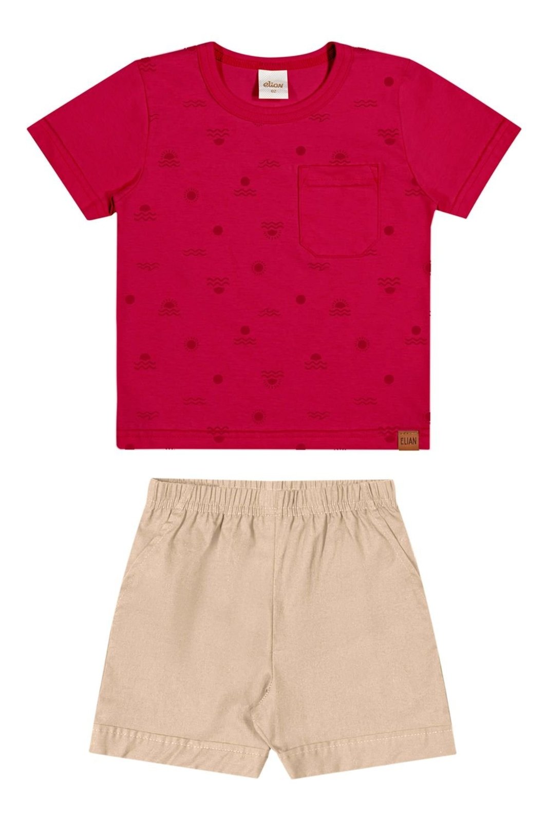 Vista 2 Infantil - Conjunto Curto Menino Sol Elian bege Elian bege