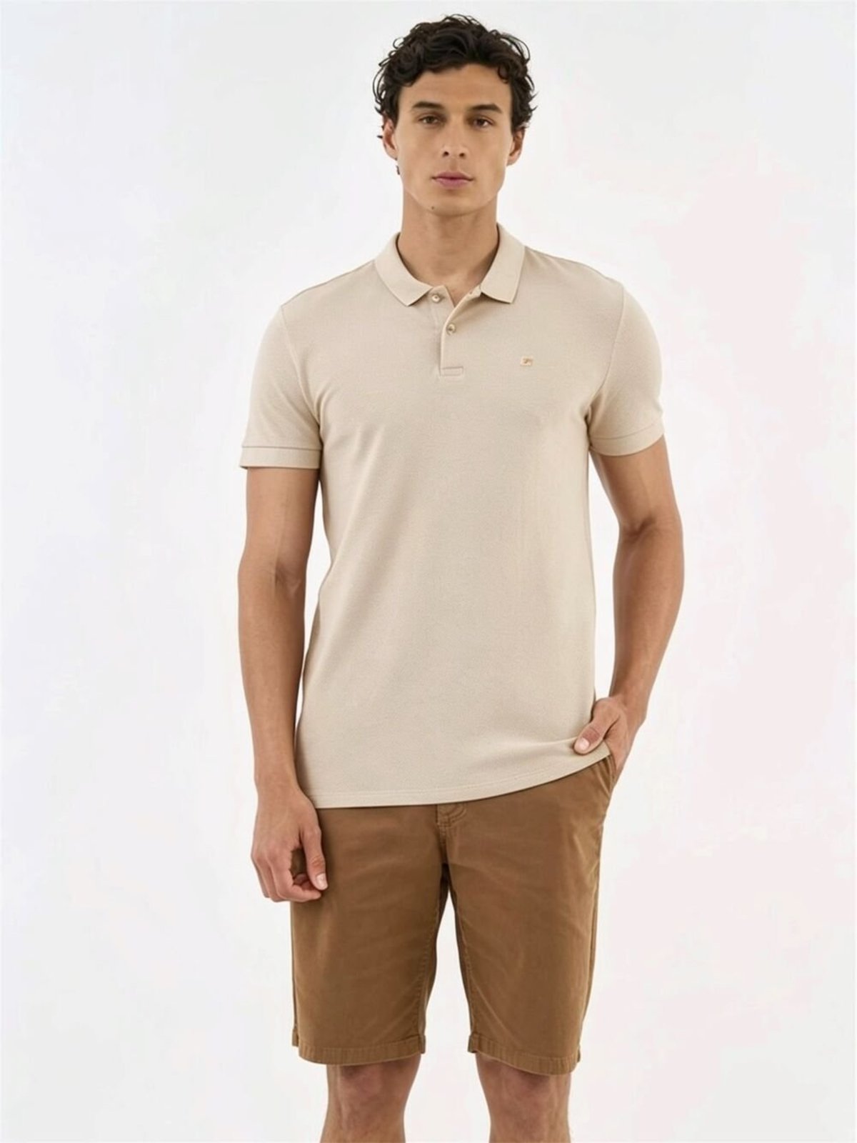 Camisa Polo Masculina Essential Flex Algodão Colcci Bege Taupe