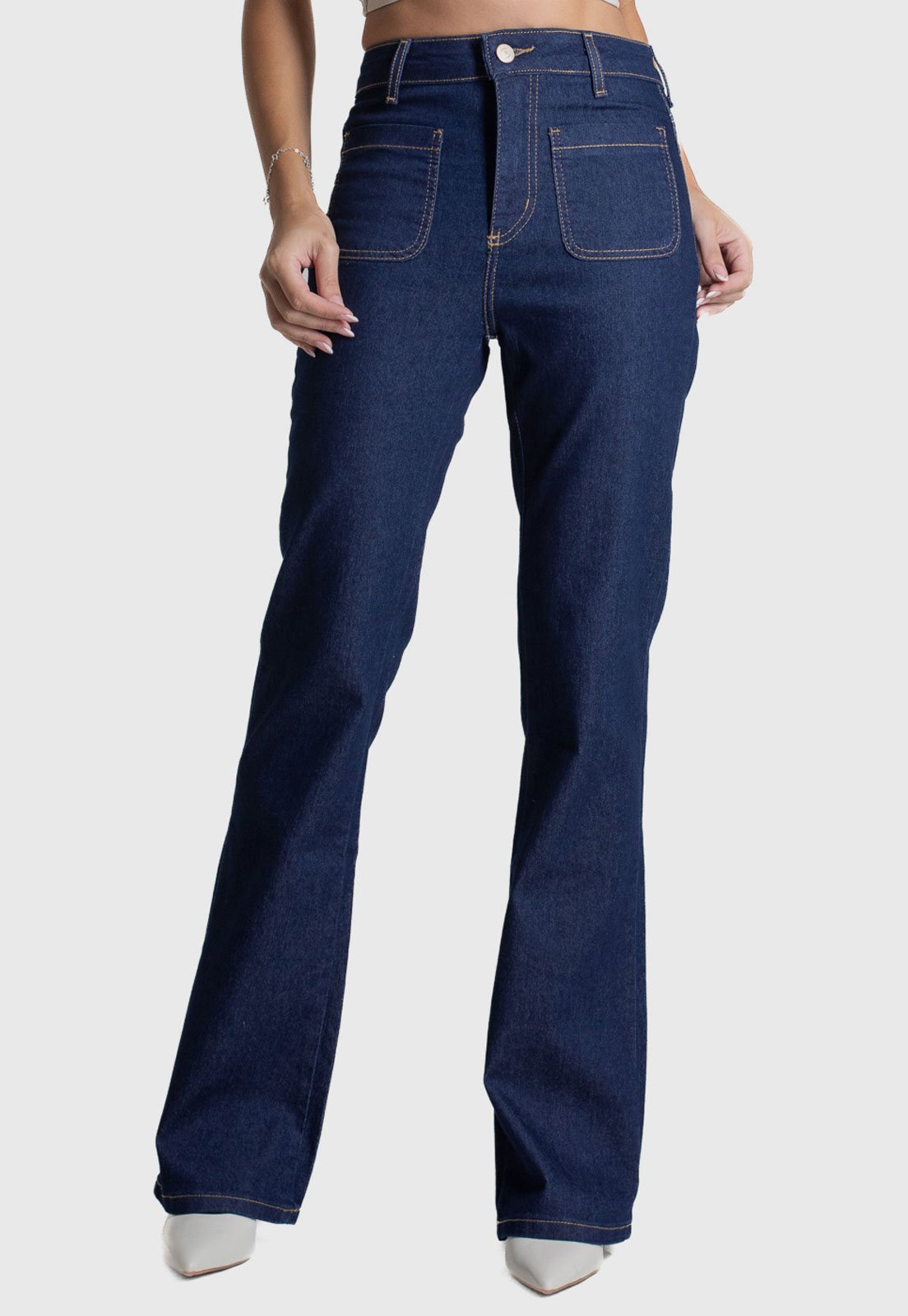 Calça Feminina Sawary Jeans Bootcut Azul Escuro