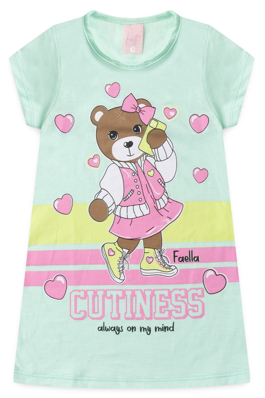 Infantil – Vestido Verão Feminino Urso – Verde