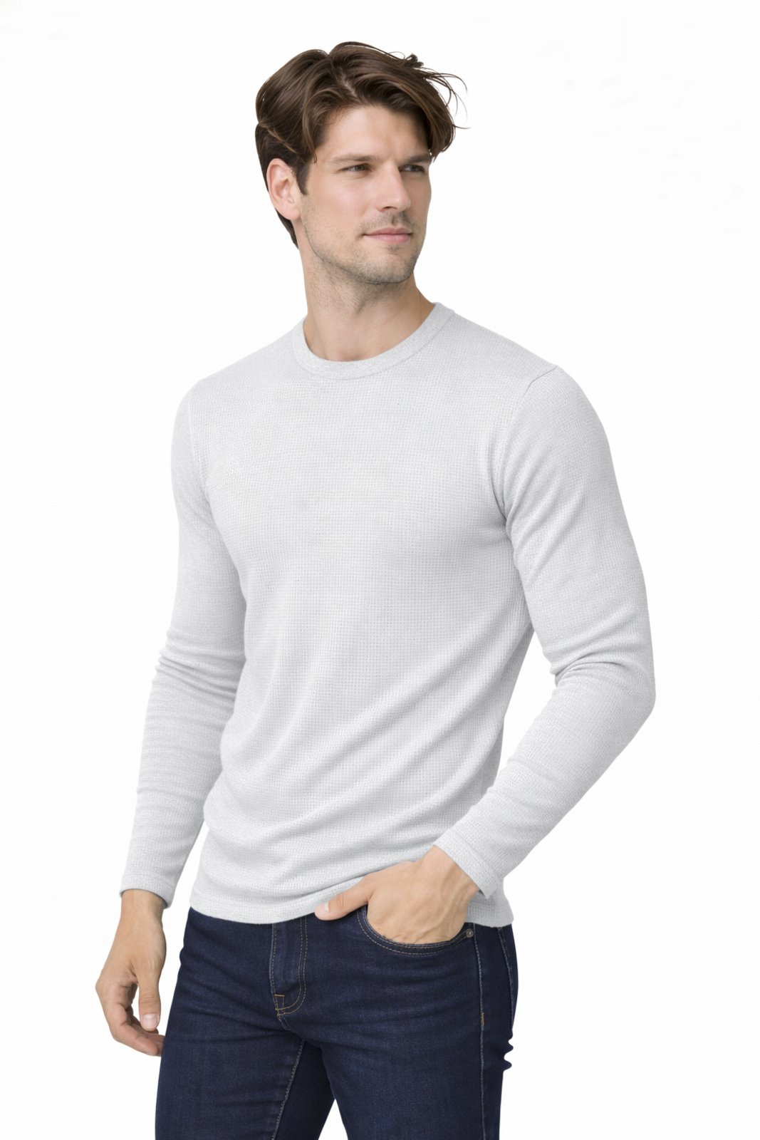 Camisa Basica D Bell Outlet Fashion Manga Longa Cinza Claro