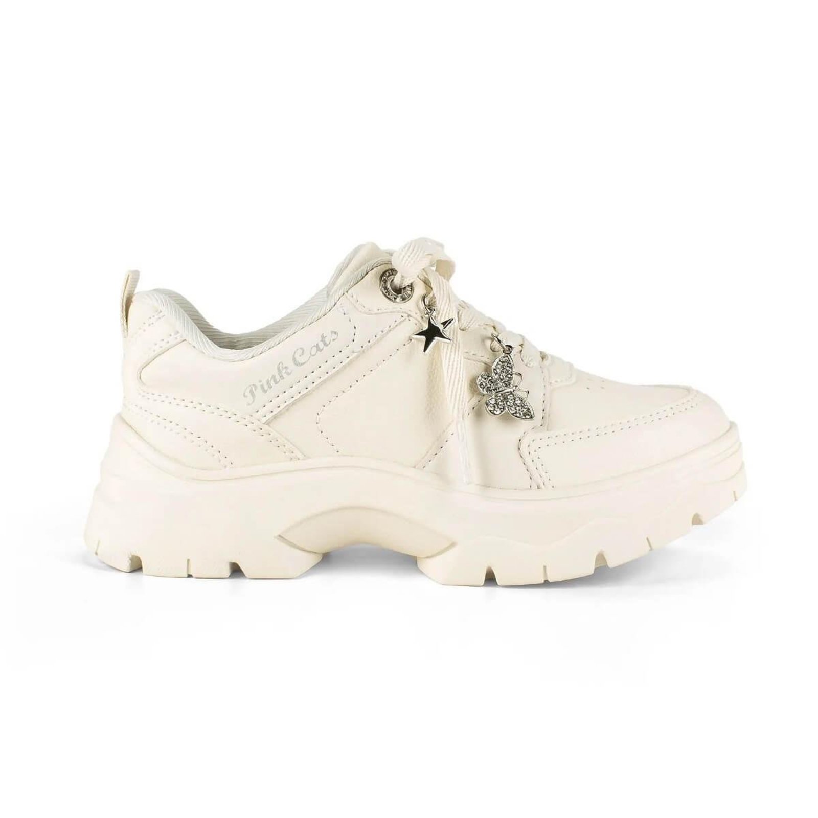 Infantil - Tênis Casual Sneaker Menina Pink Cats V6241 Creme