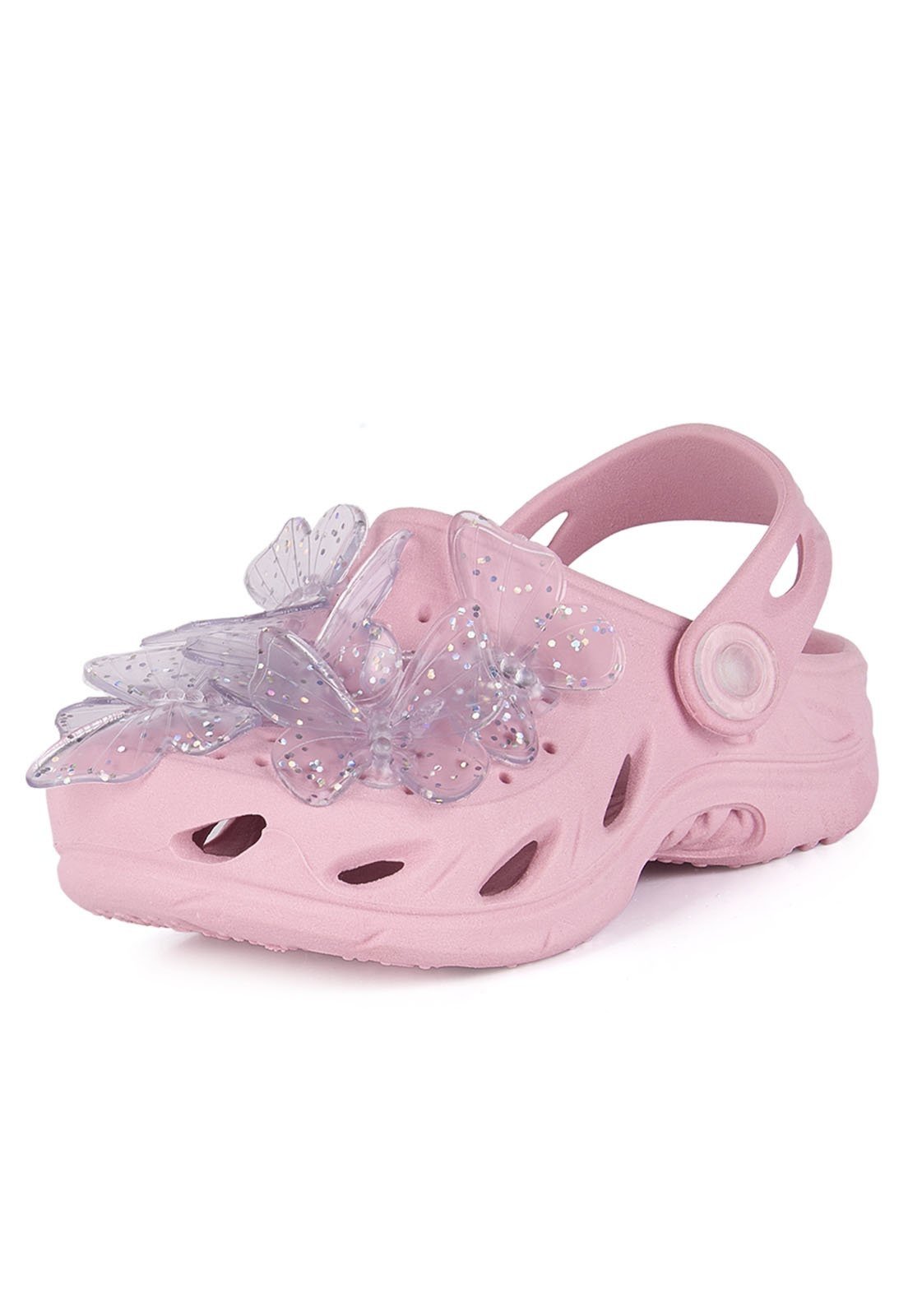 Infantil - Babuche Plugt Menina Borboletas Transparentes Rosa Balé