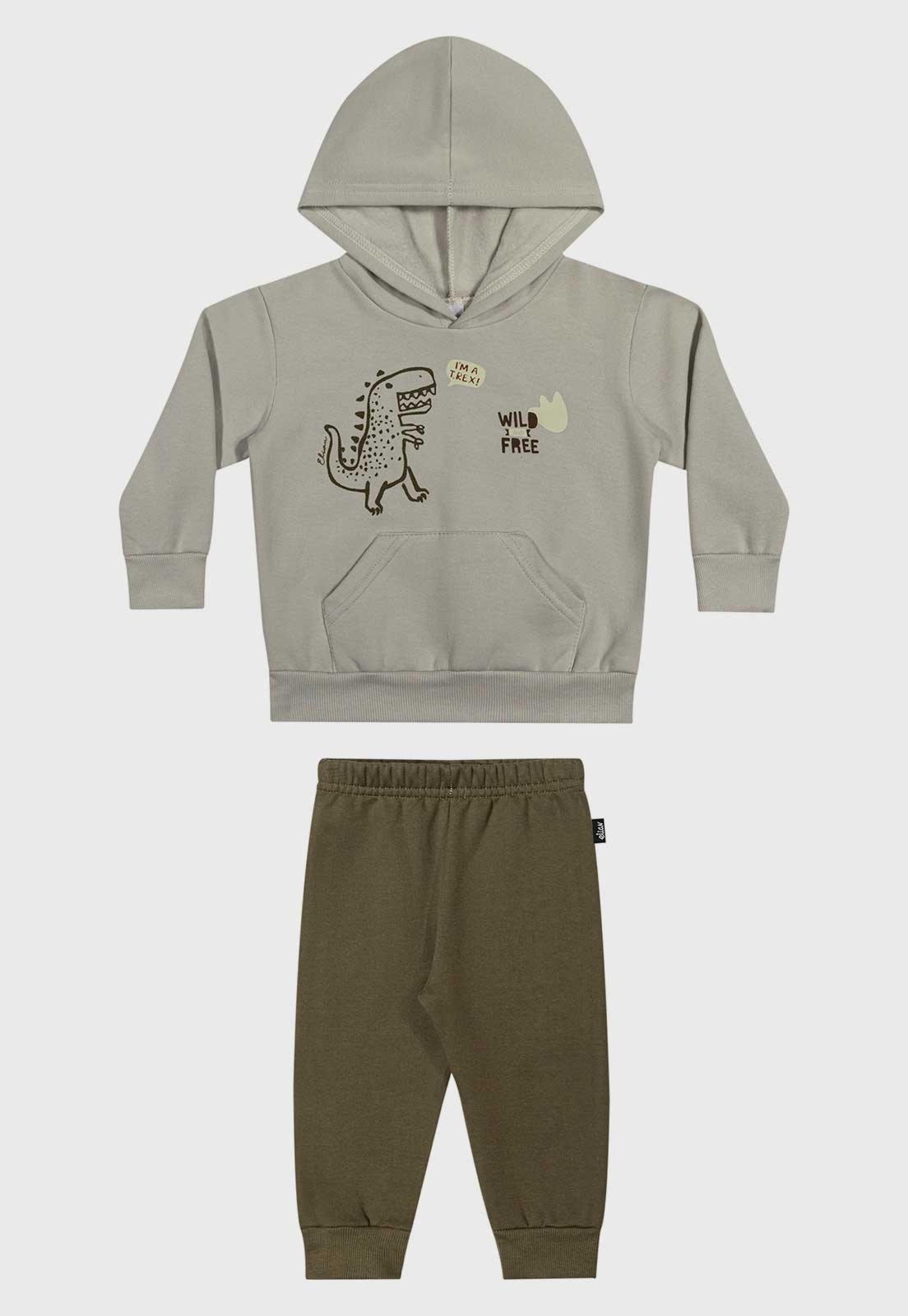 Conjunto Elian Moletom Dinossauro Verde