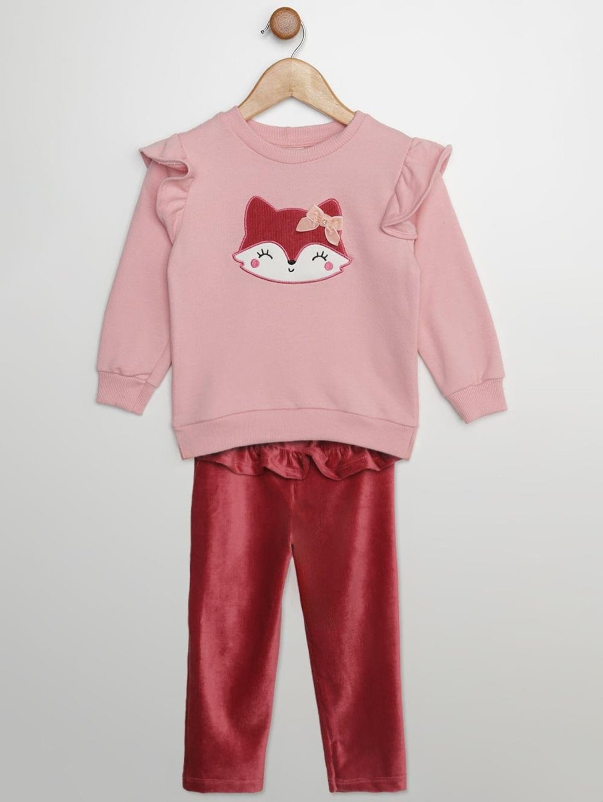 Infantil - Conjunto Longo Moletom Babado Para - ROSE