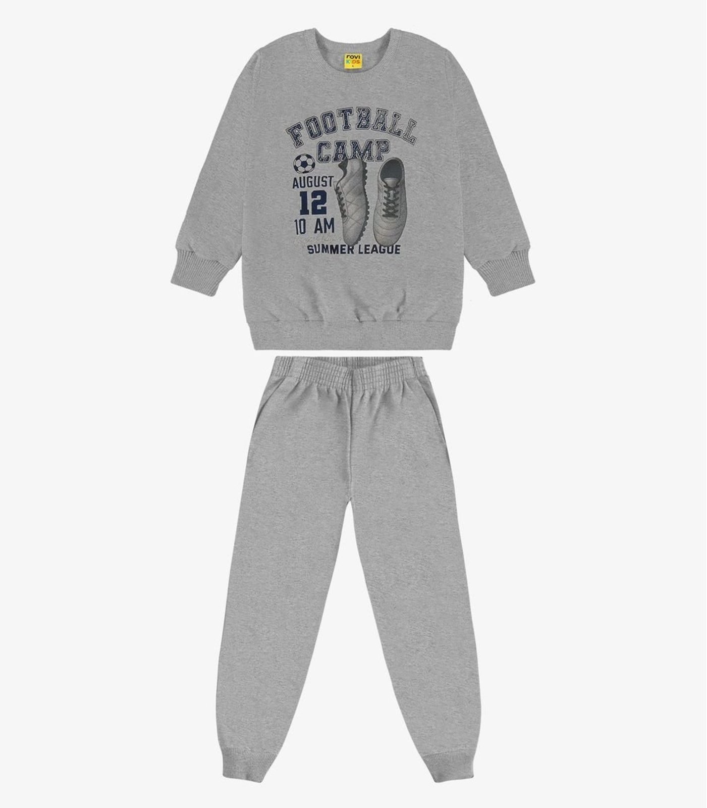 Infantil - Conjunto Blusão com Calça Moletom Rovi Cinza