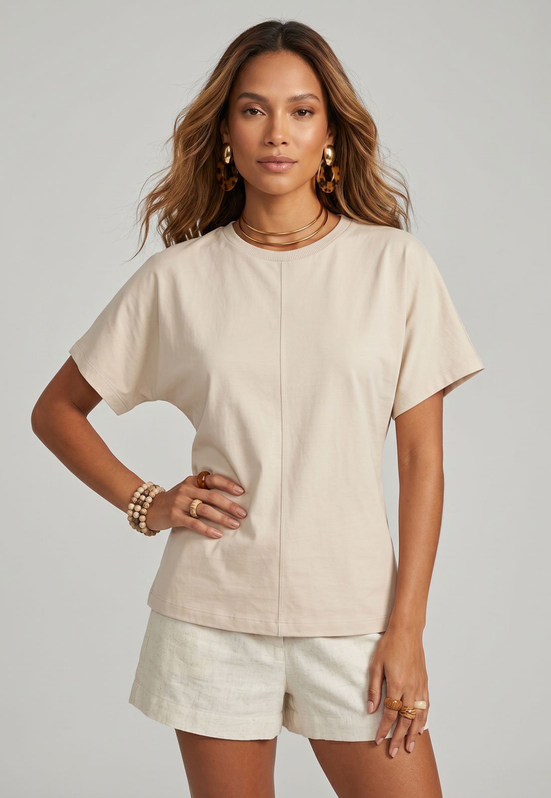 Camiseta Feminina Lez a Lez Gola Redonda Algodão Off White