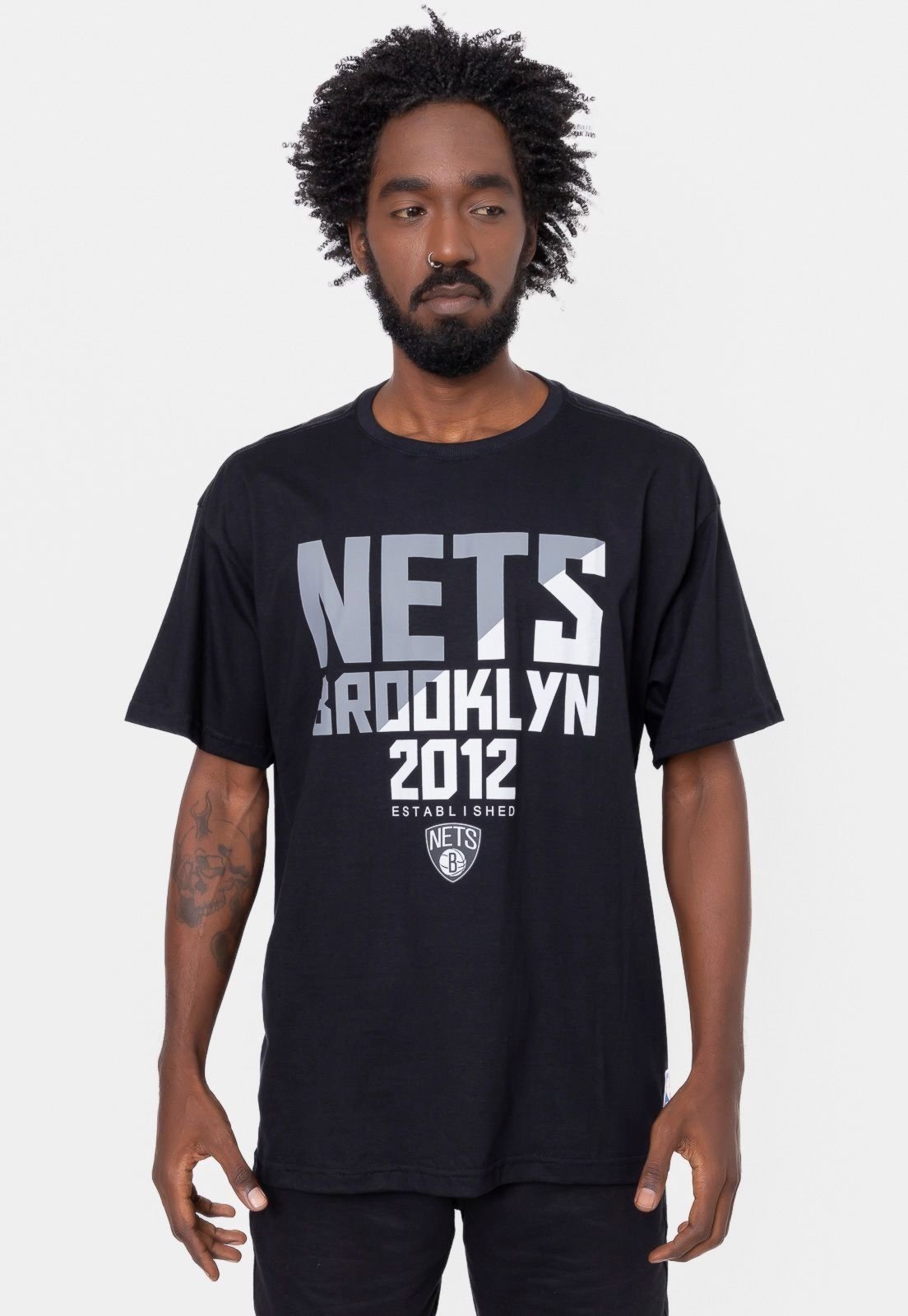 Camiseta NBA Plus Size SpotLight Brooklyn Nets Preta