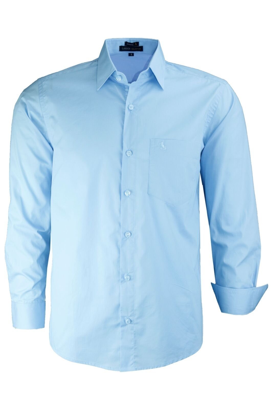 Camisa Manga Longa Lisa De Algodão Ideal Para Ternos 1719