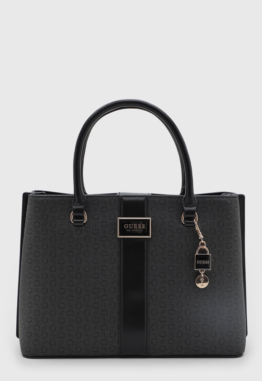Bolsa Guess Estruturada Monograma Preta