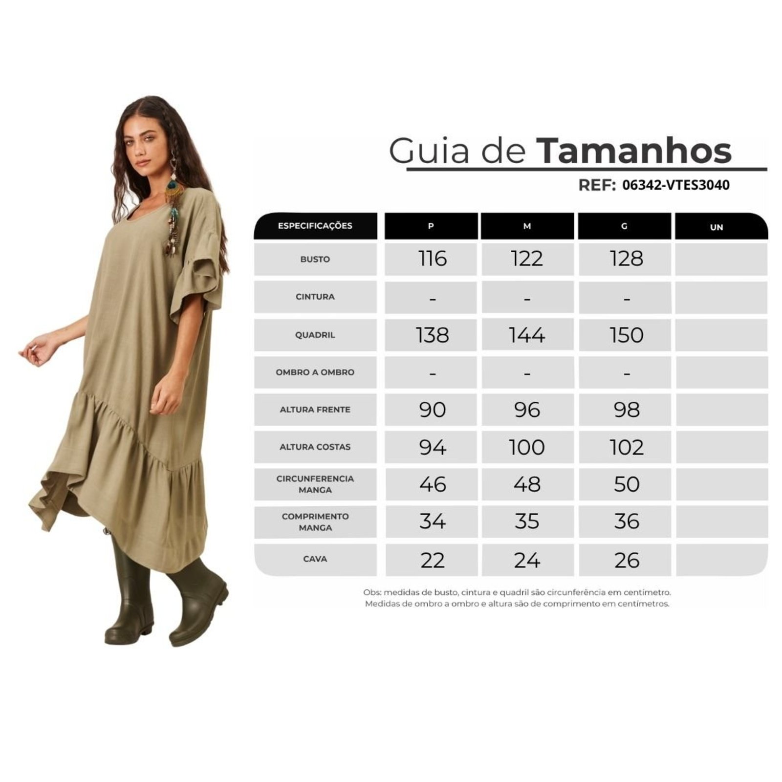 Vestido Midi De Viscolinho Com Pontas Verde Oliva Yacamim E23 - Verde