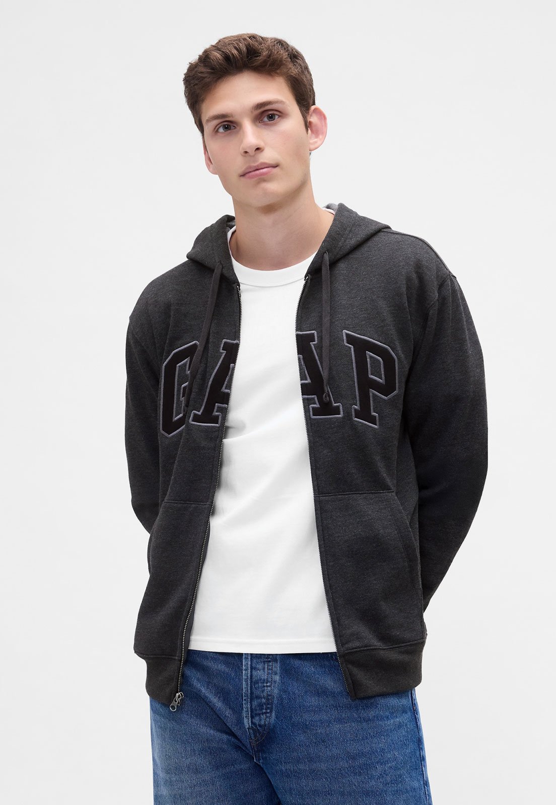Blusa de Moletom Masculina GAP Logo Capuz Grafite