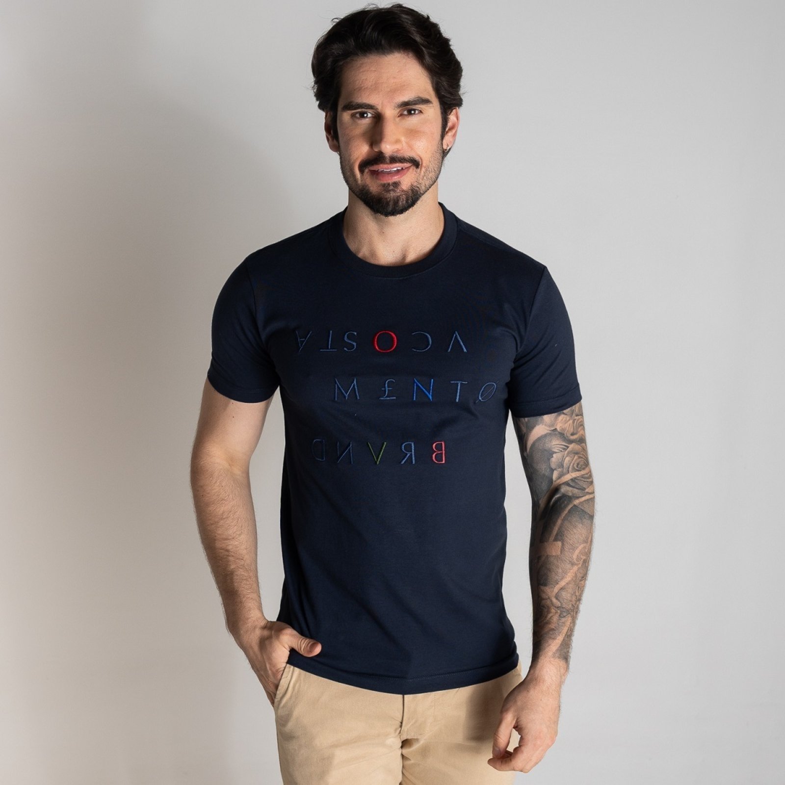Camiseta Acostamento Espelhada Azul Marinho