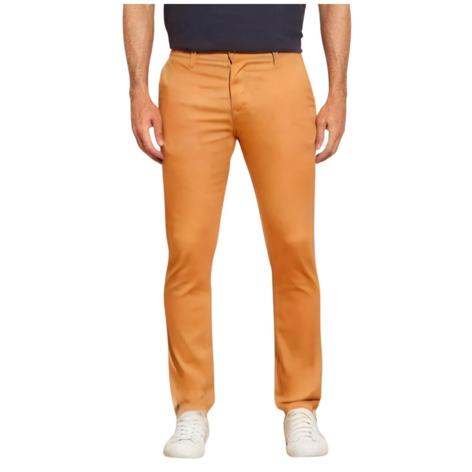 Calça de Sarja Chino FMF Com Bolso Traseiro Embutido Caramelo