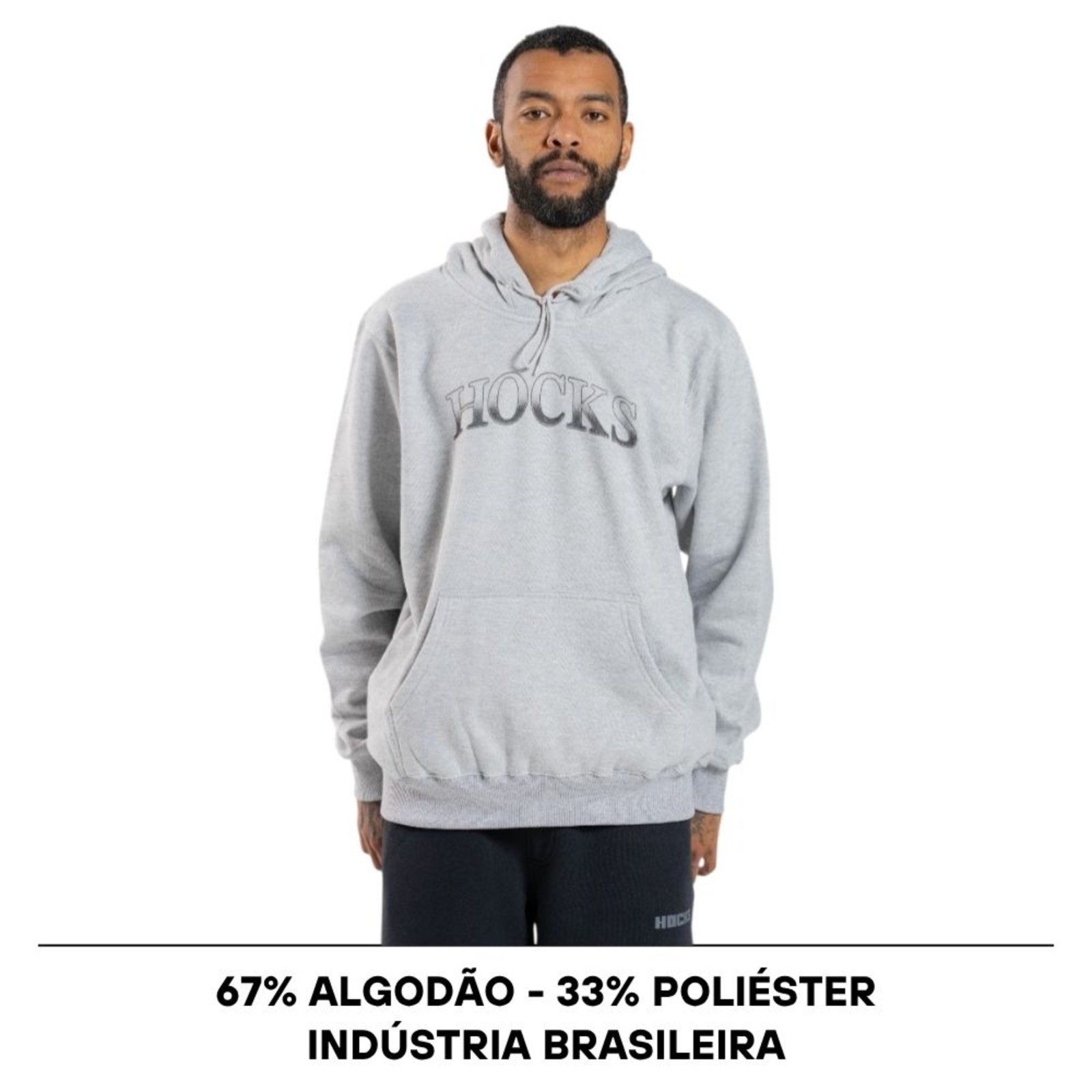 Moletom Canguru Fechado Masculino Hocks Vertice Mescla H26509