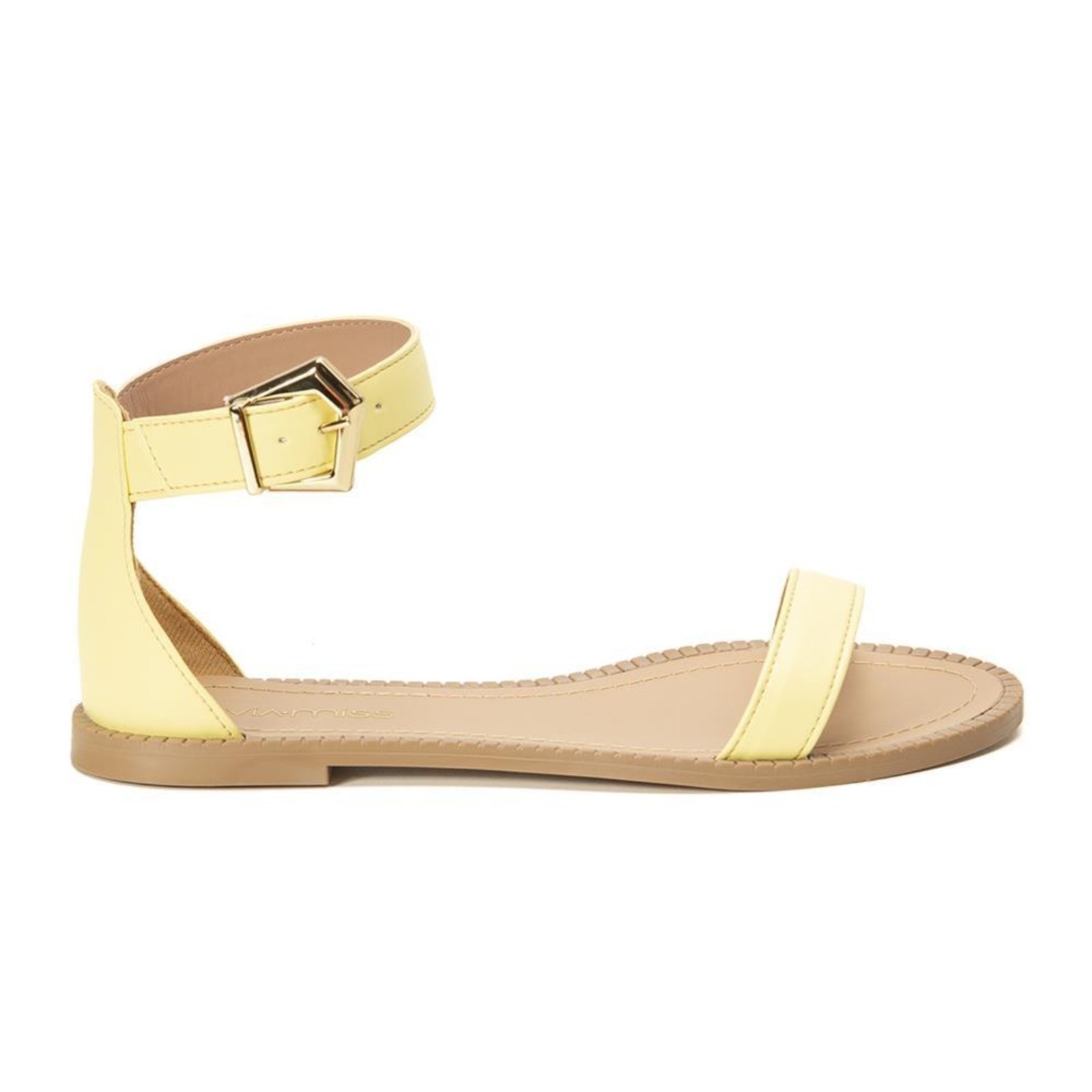 Sandália Rasteira Feminina Via Miss Fivela Amarelo