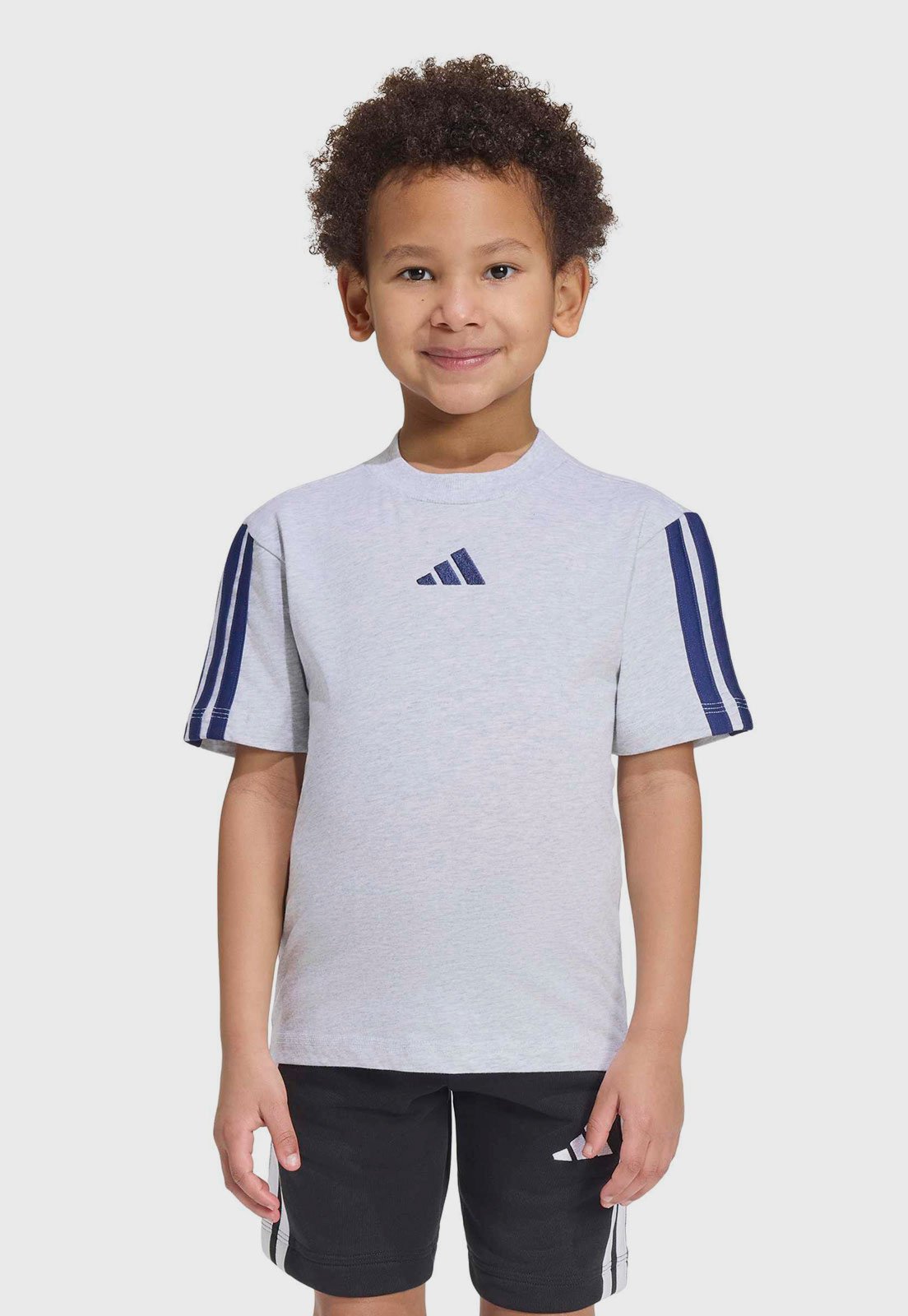 Infantil - Camiseta adidas Sportswear Listras Cinza