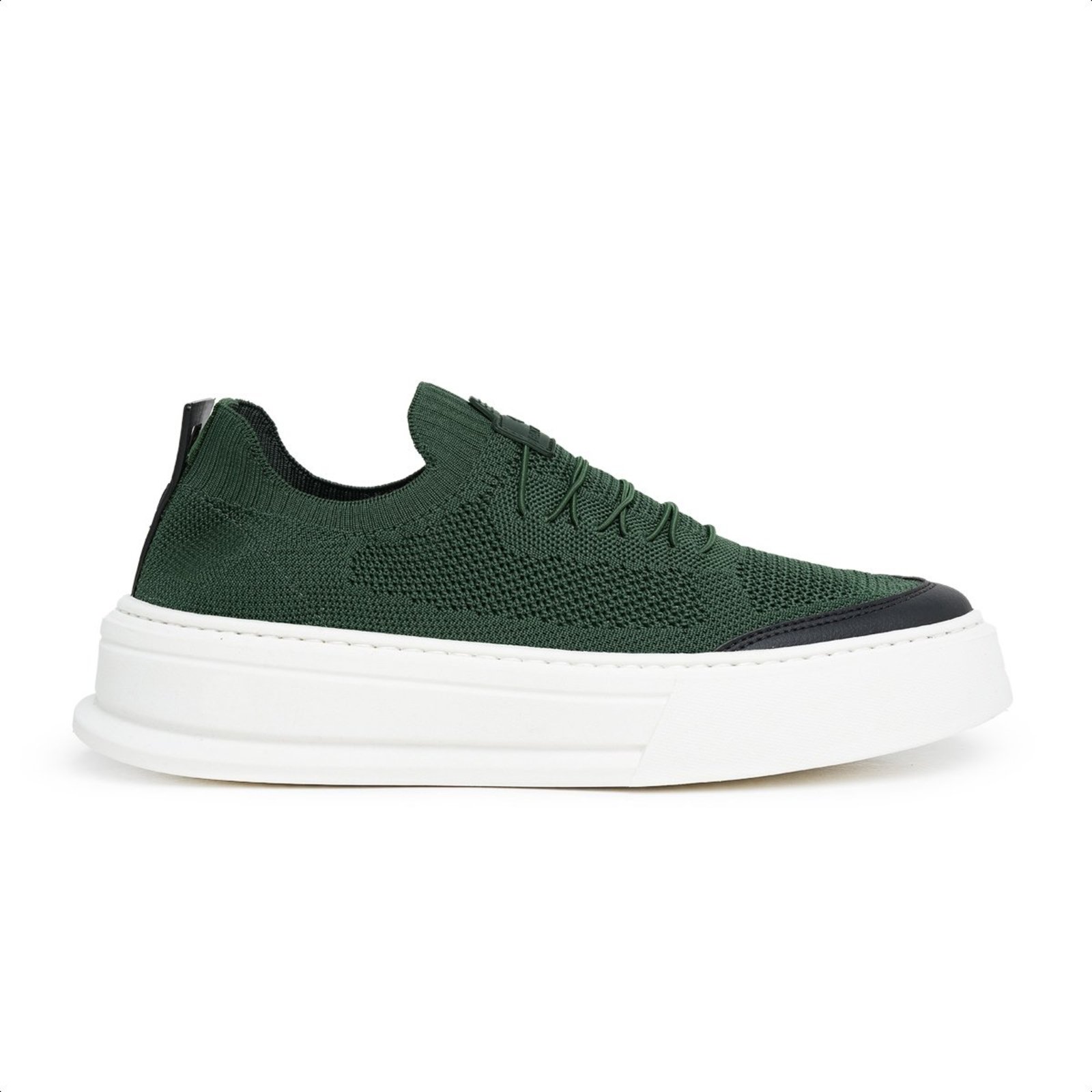 Tenis Masculino Sola Alta Plataforma Knit Confortavel Verde