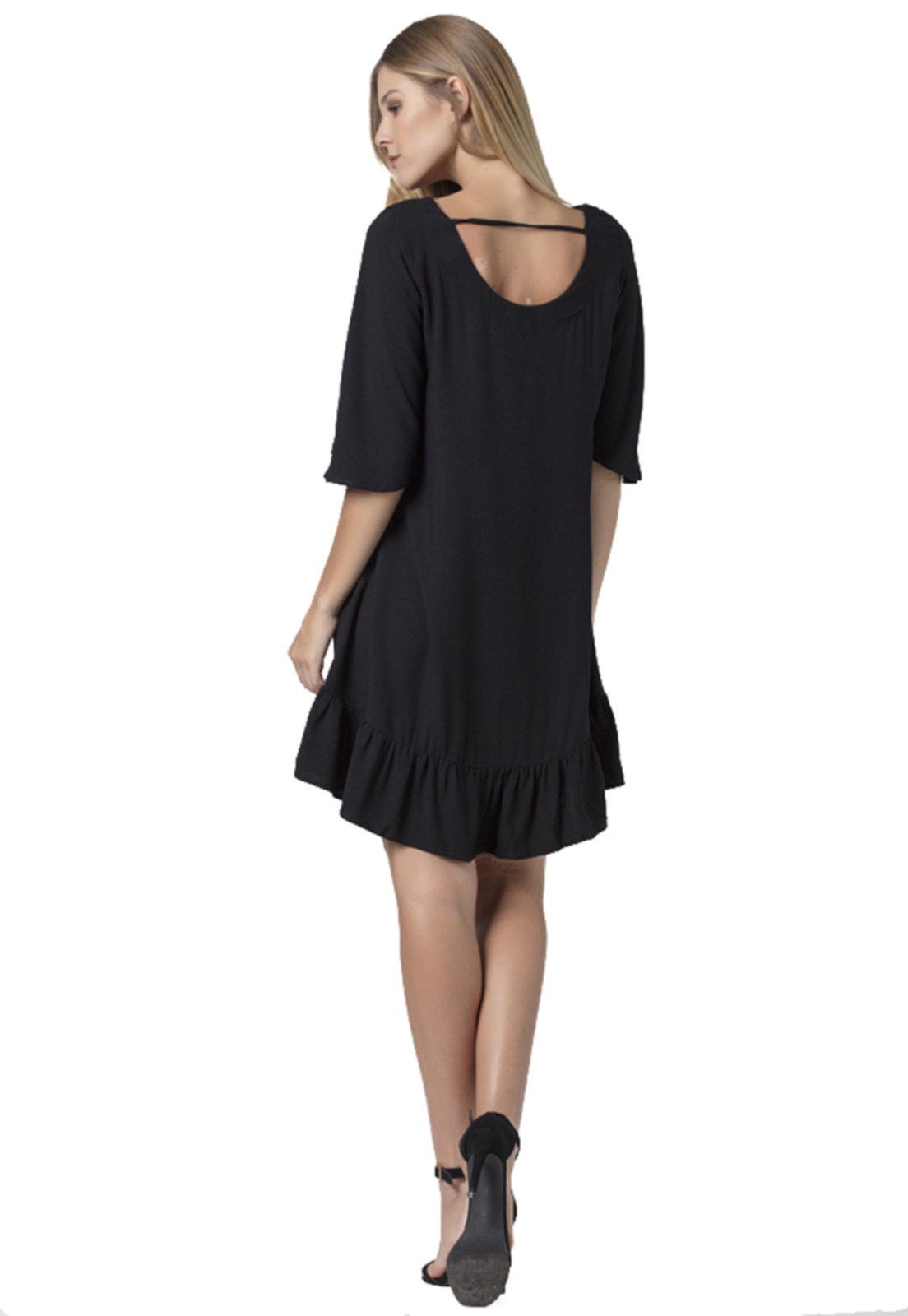 Vestido Curto Amazonia Vital Babados Black Preto II