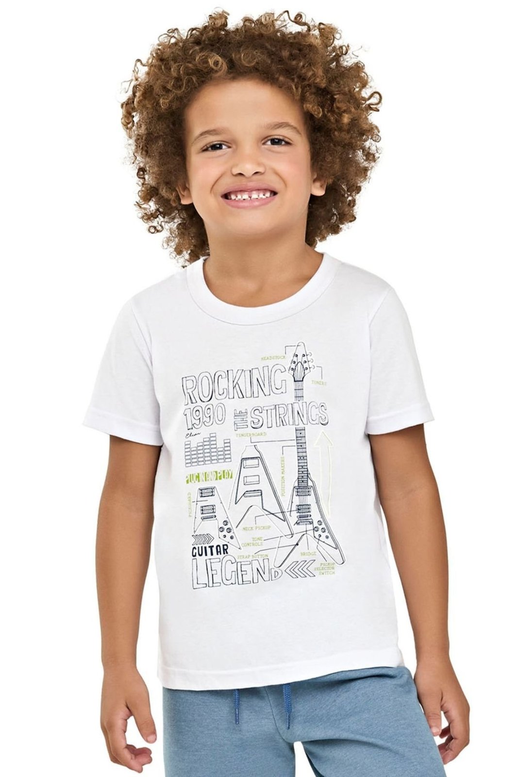 Infantil – Camiseta Menino Estampa Relevo Elian Branco