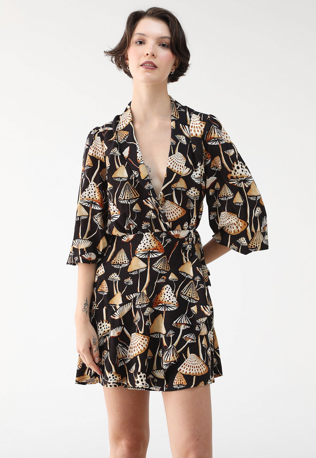 Vestido FARM Curto Cogu Café