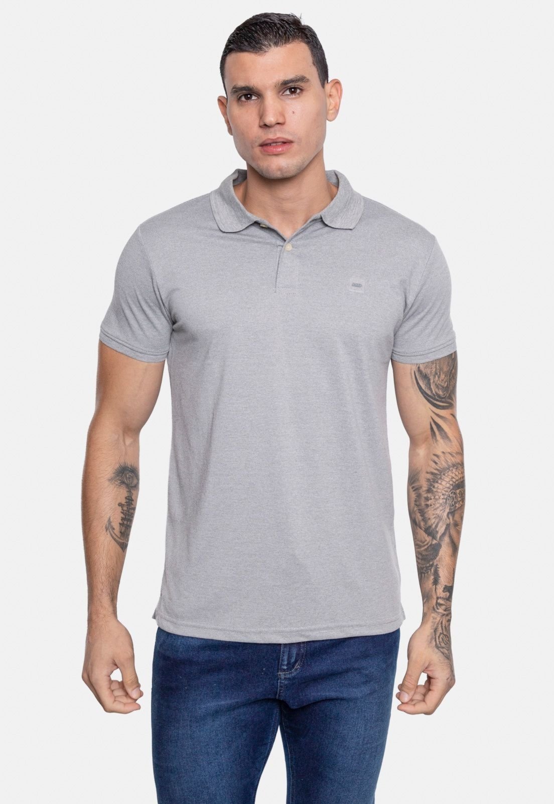Camisa Polo HD Piquet Cinza Mescla
