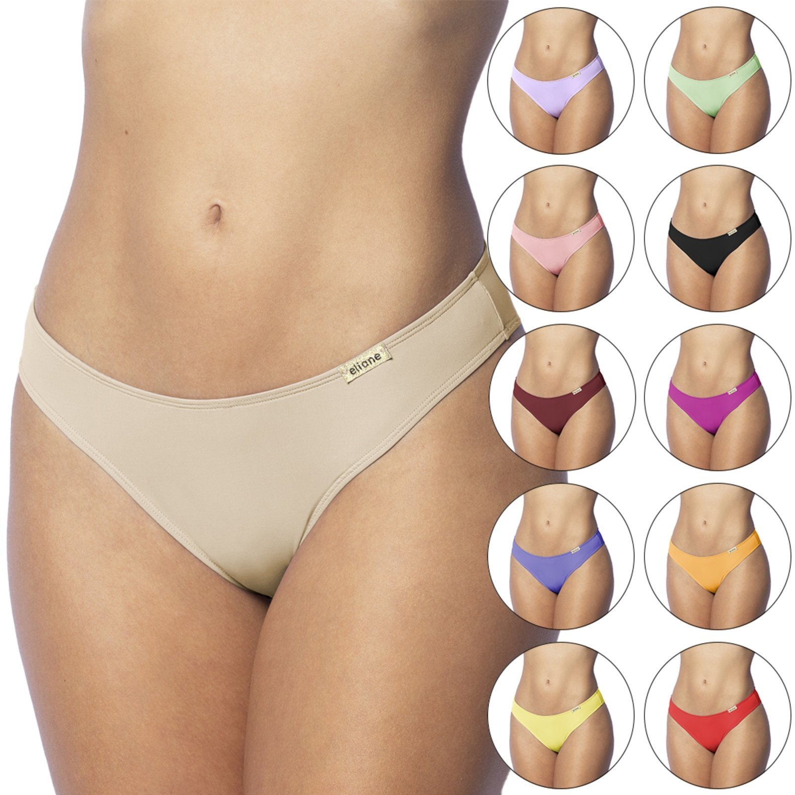 Kit 5 Calcinhas Gabi Lingerie Antimarca Tangas Lisas Lingerie Básica Microfibra Poliamida Multicolorido