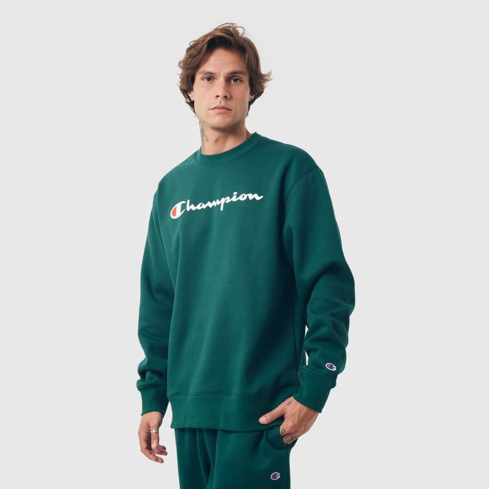 MOLETOM CHAMPION ATHLETIC CREWNECK LOGO SCRIPT INK