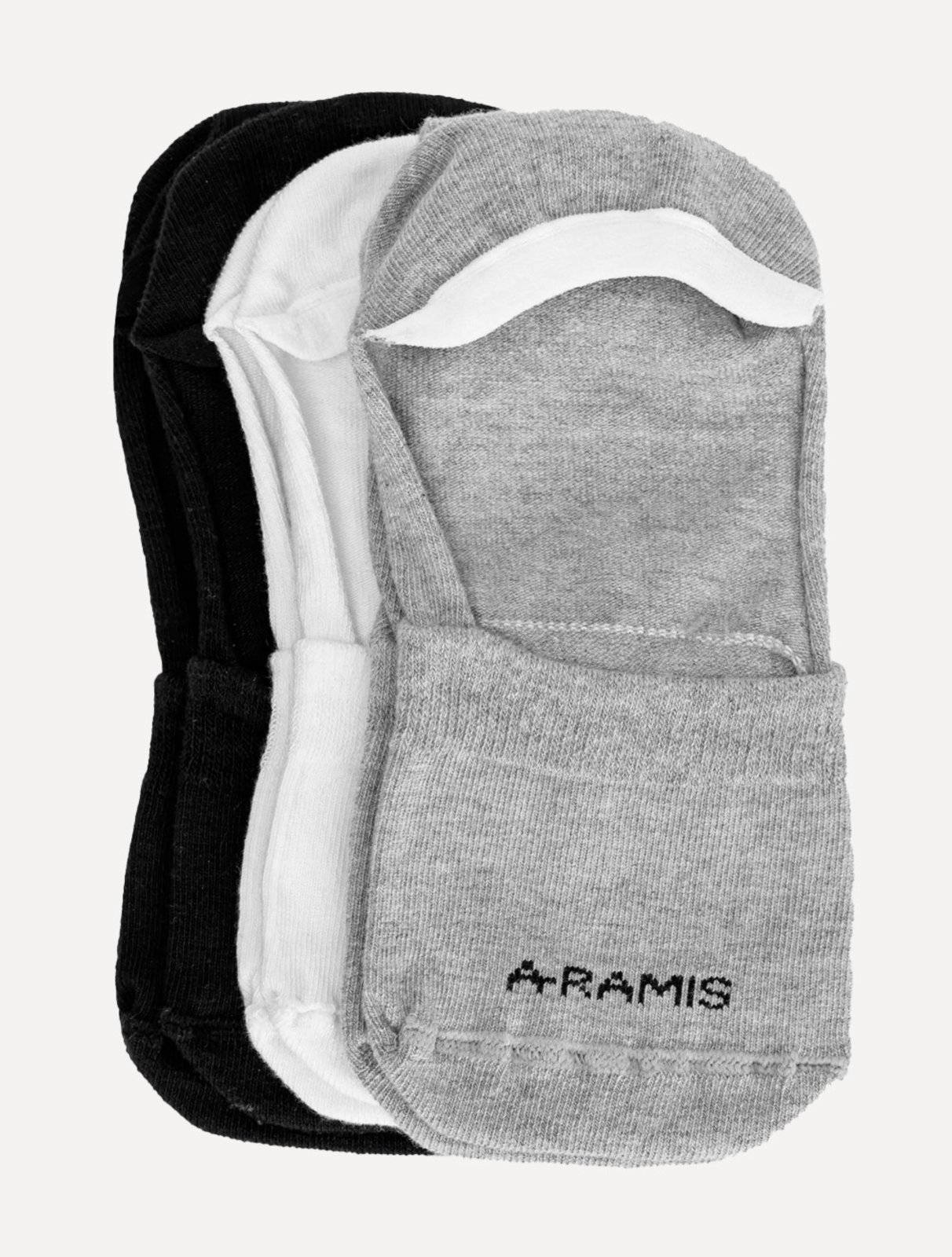 Meia Aramis Masculina Invisível Preta Mescla Branca Kit 3 Pares