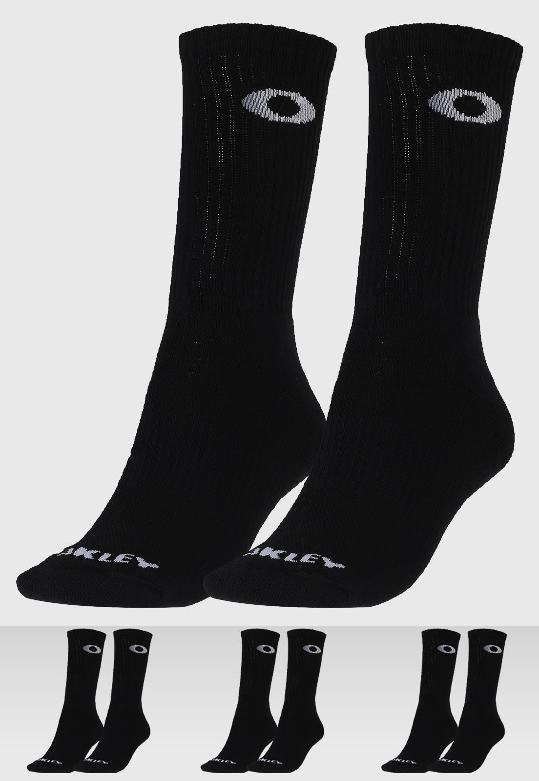 Kit 3pçs Meia Oakley Essential Crew Preto