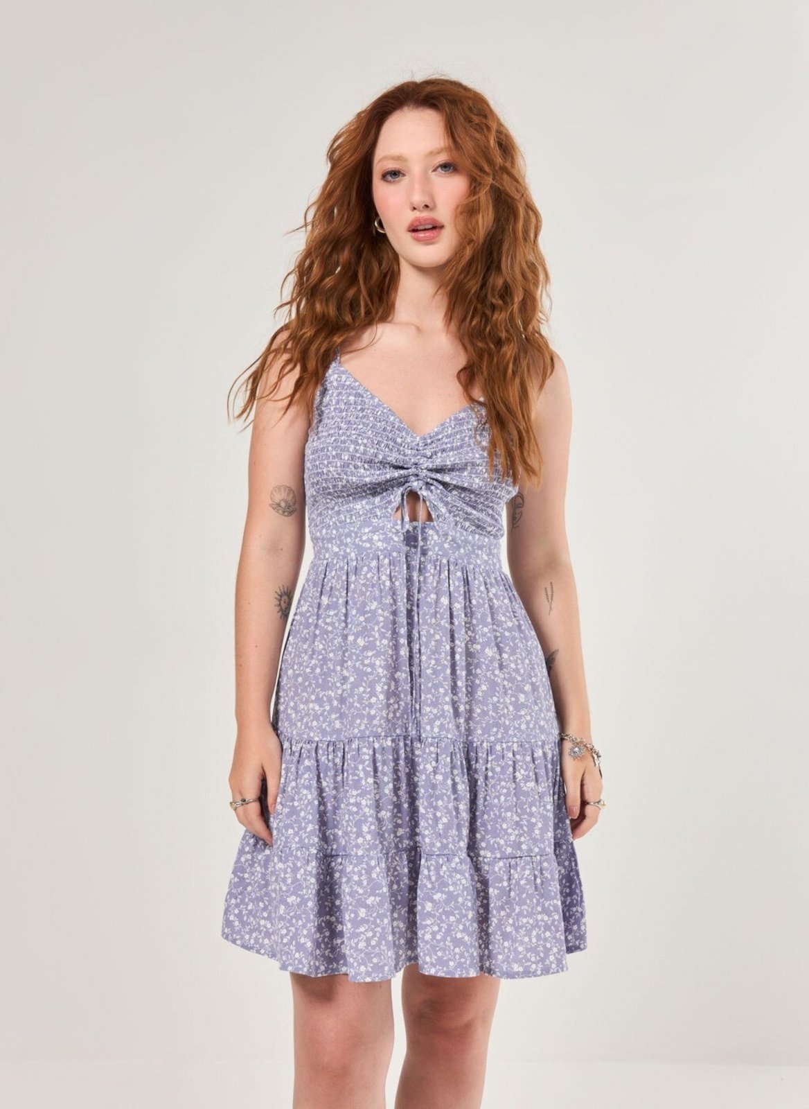 Vestido Romântico Estampa Azul