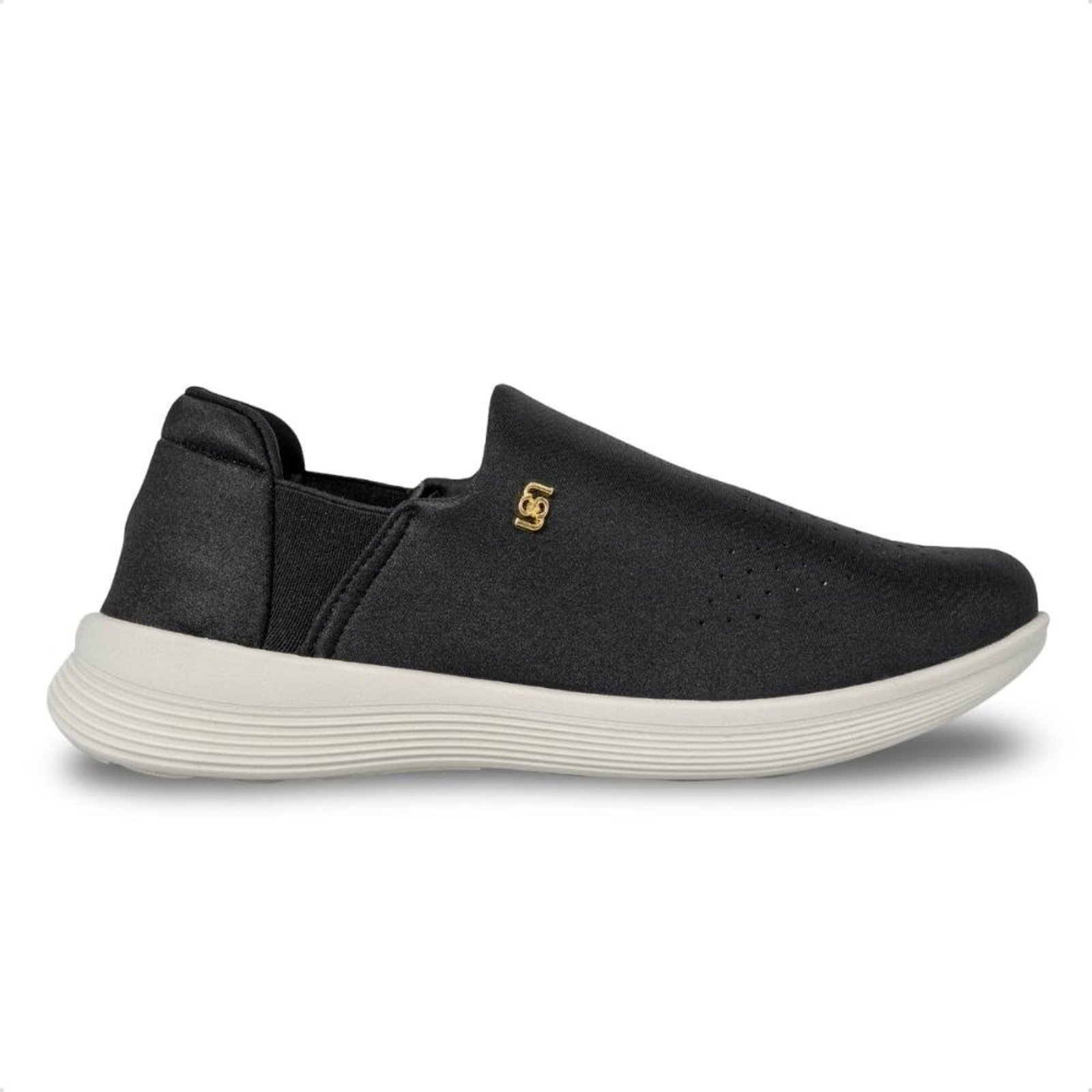 Tênis Usaflex Feminino Slip On Em Tecido Casual UD02010 Preto