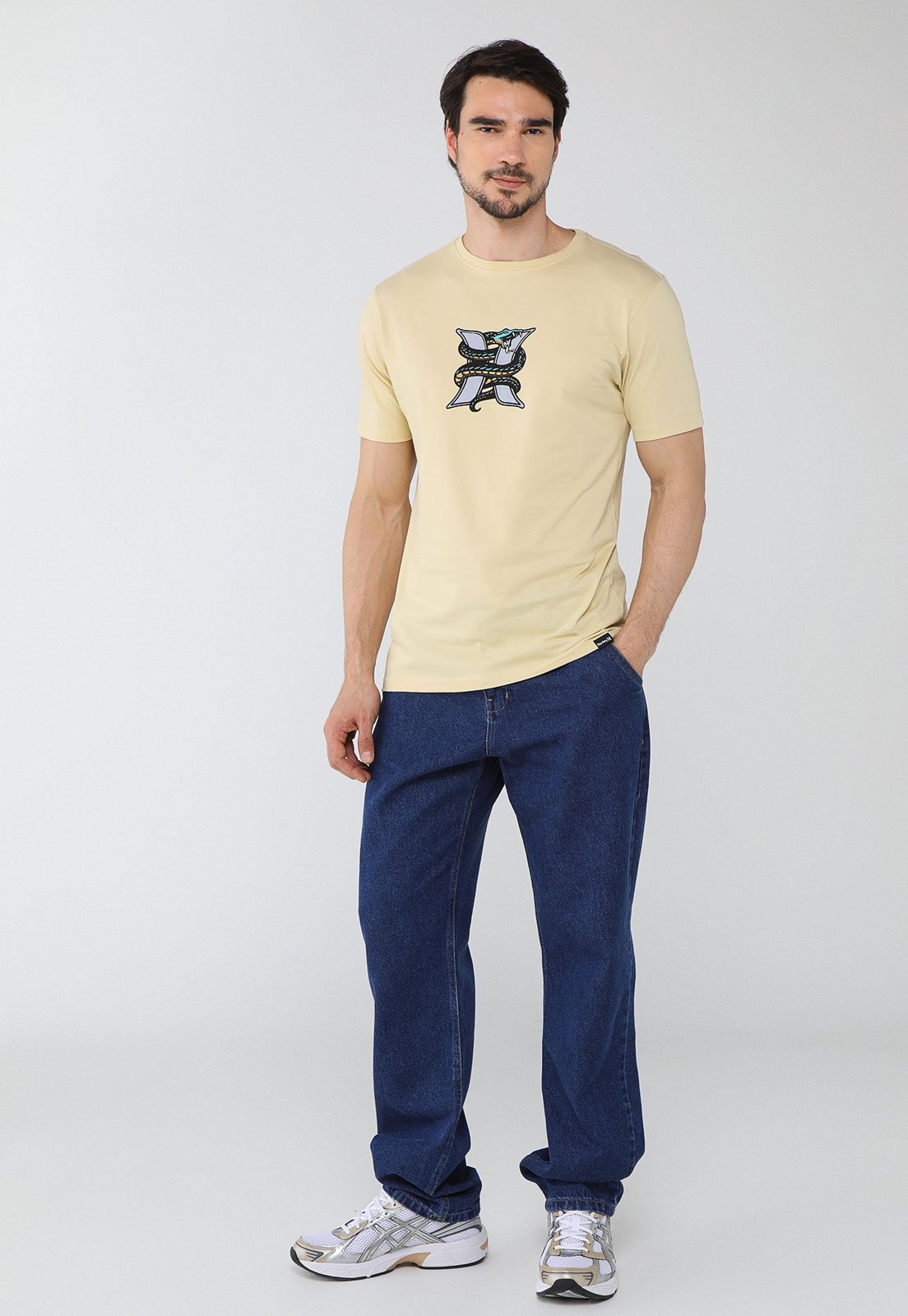 Vista 3 Camiseta Masculina Hurley Silk Snake Claro bege hurley bege