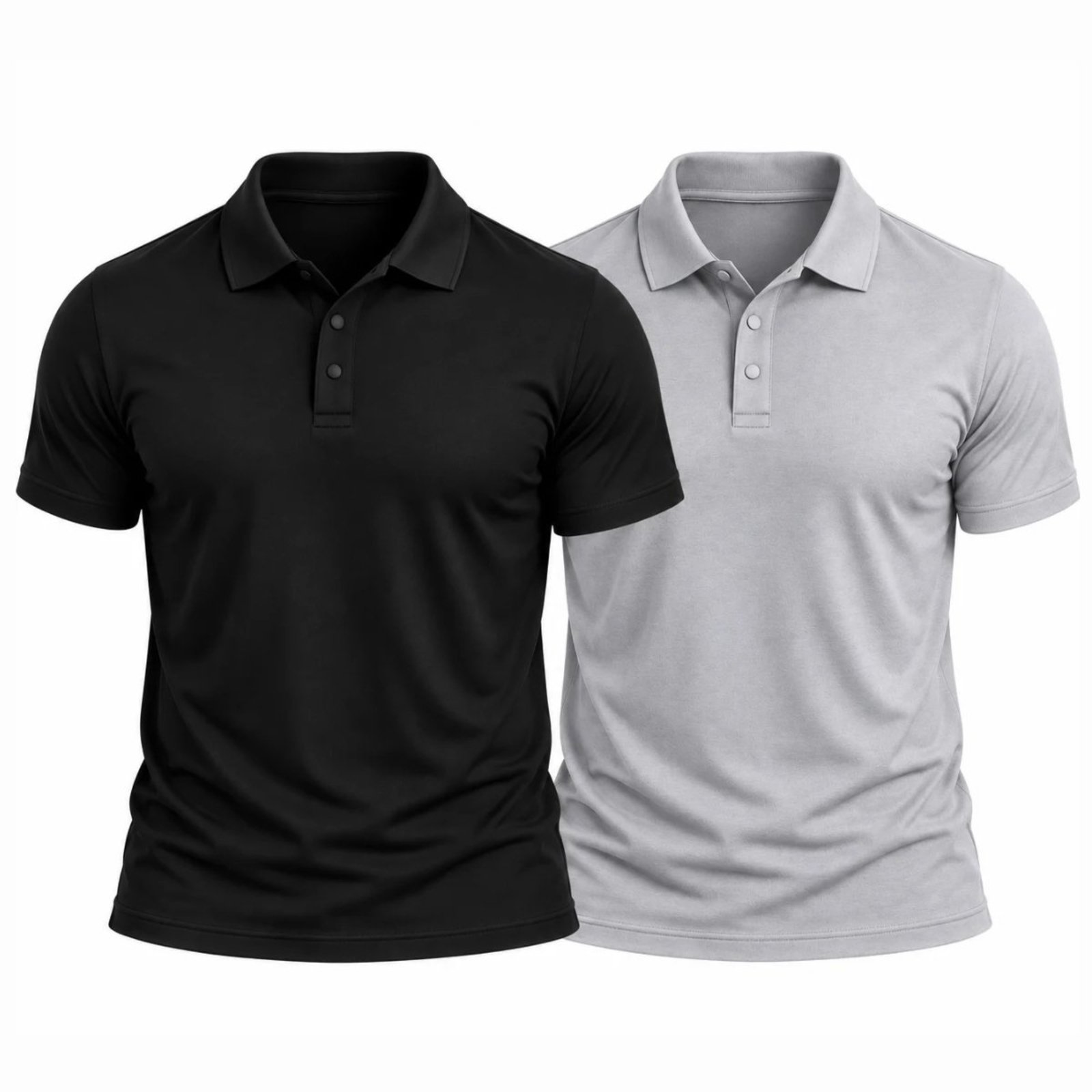 Kit 2 Camisas Polo Masculina Poliamida Premium Básica Lisa Preto