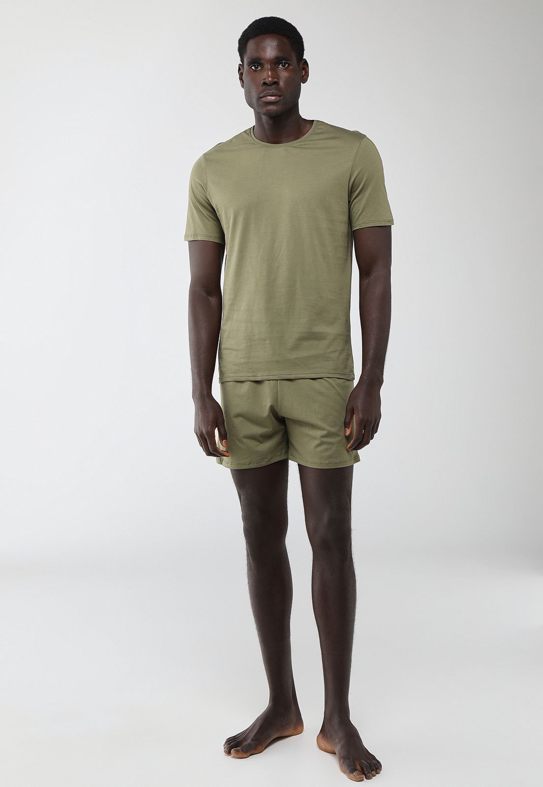 Conjunto Pijama Curto Masculino Hering Verde Oliva