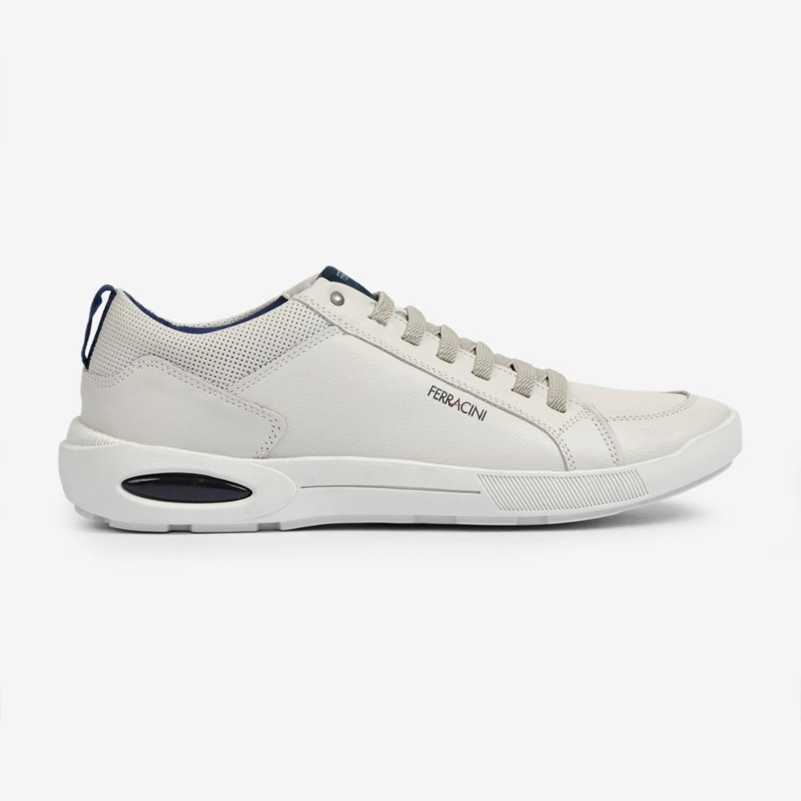 Sapatênis Masculino Couro Legítimo Ferracini Esportivo Calce Fácil Pulse Branco 2262A